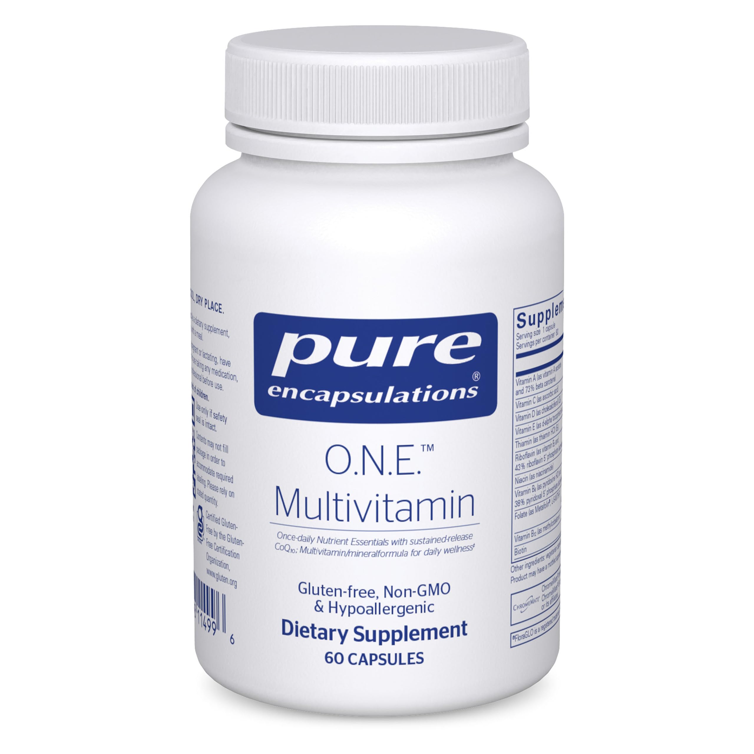 Pure Encapsulations frasco delantero mostrando etiqueta y beneficios
