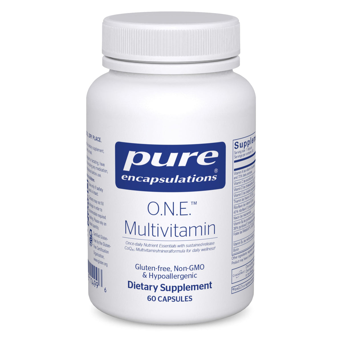Pure Encapsulations frasco delantero mostrando etiqueta y beneficios