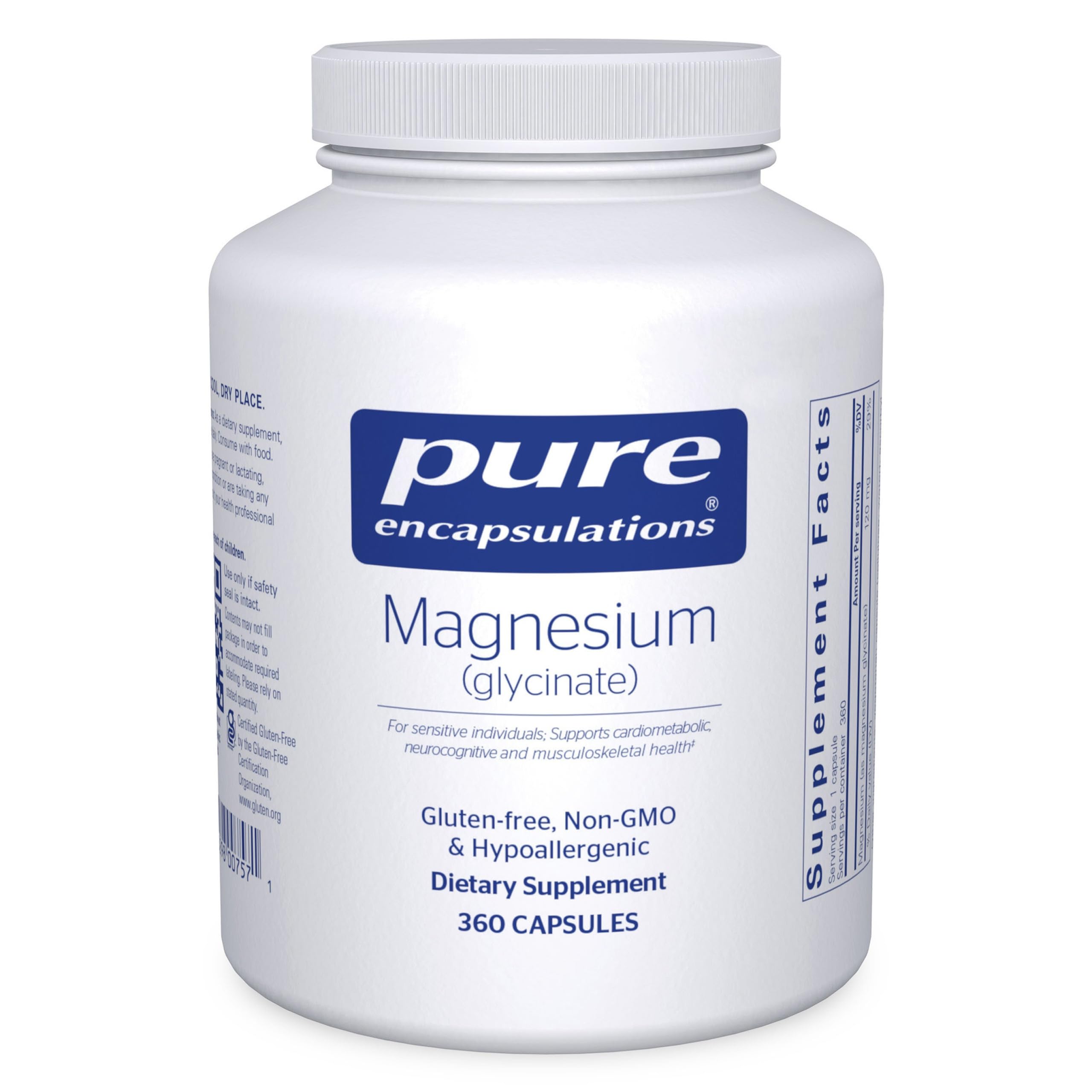 Pure Encapsulations frasco delantero mostrando la etiqueta y cantidad 360 cápsulas