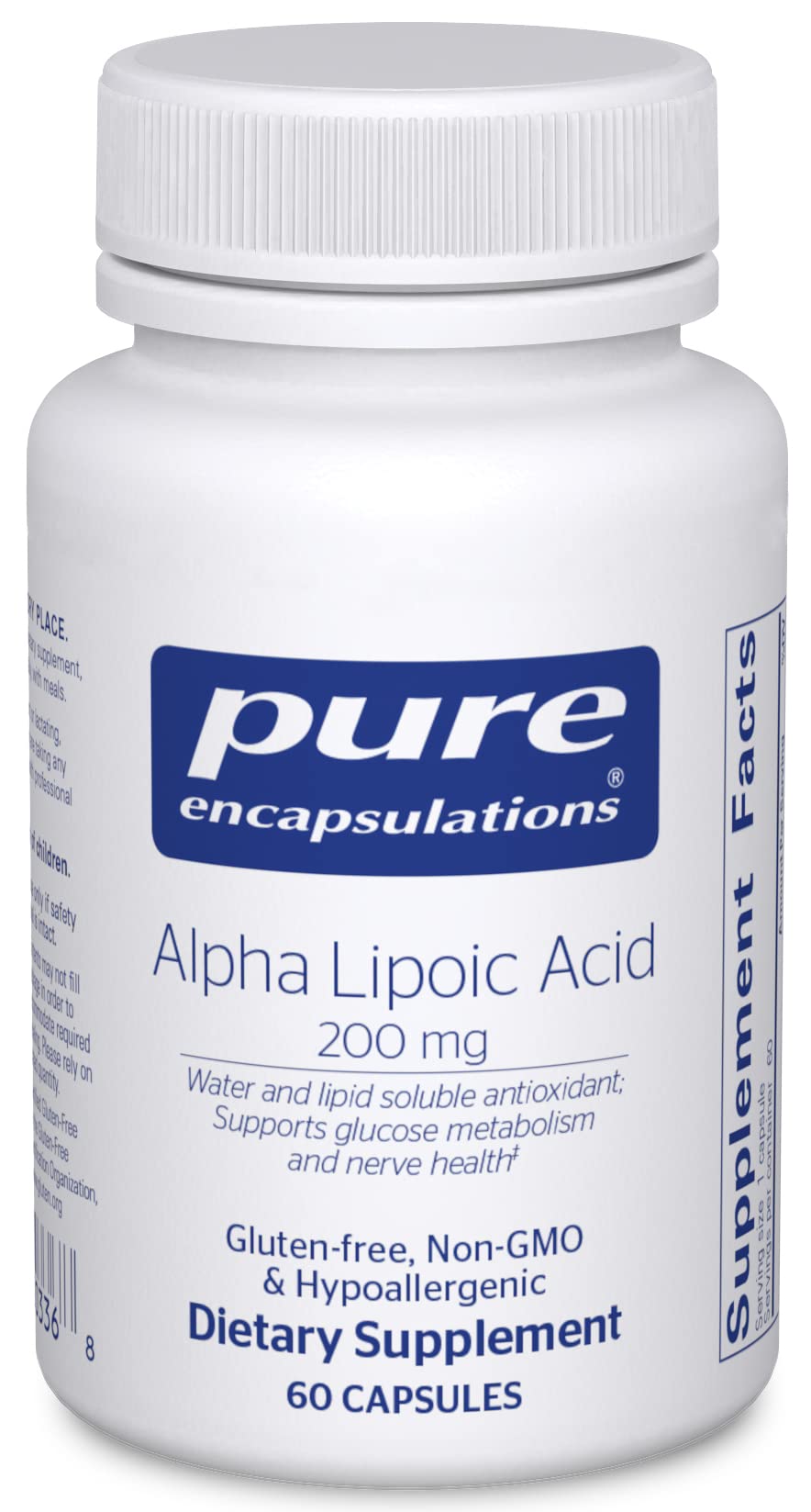 Pure Encapsulations frasco frontal mostrando la marca y pureza del producto