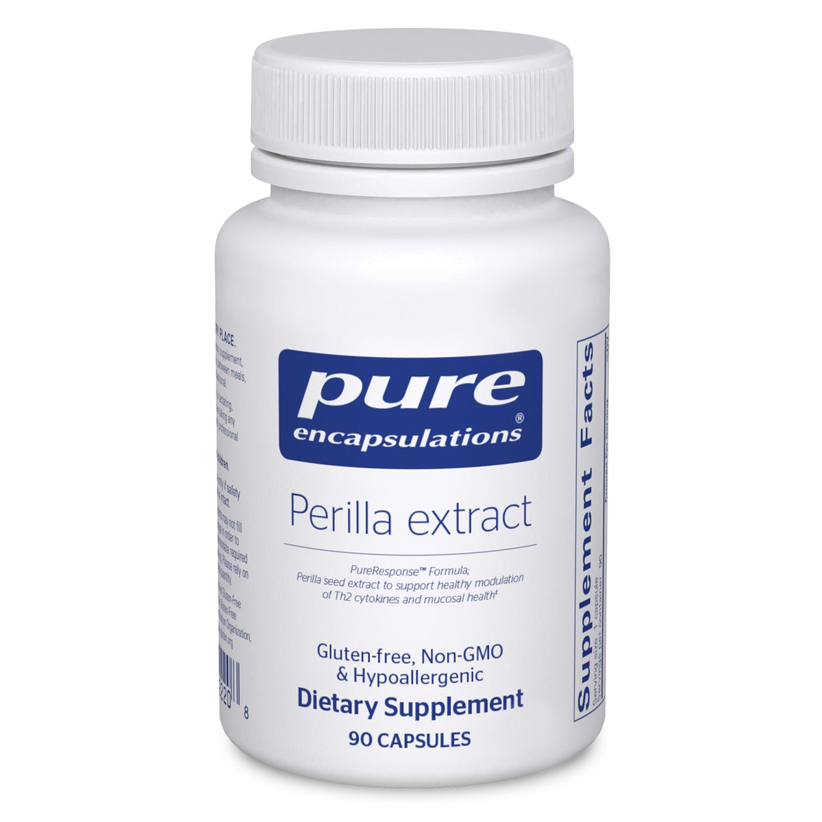 Pure Encapsulations frasco frontal mostrando etiqueta y beneficio de pureza