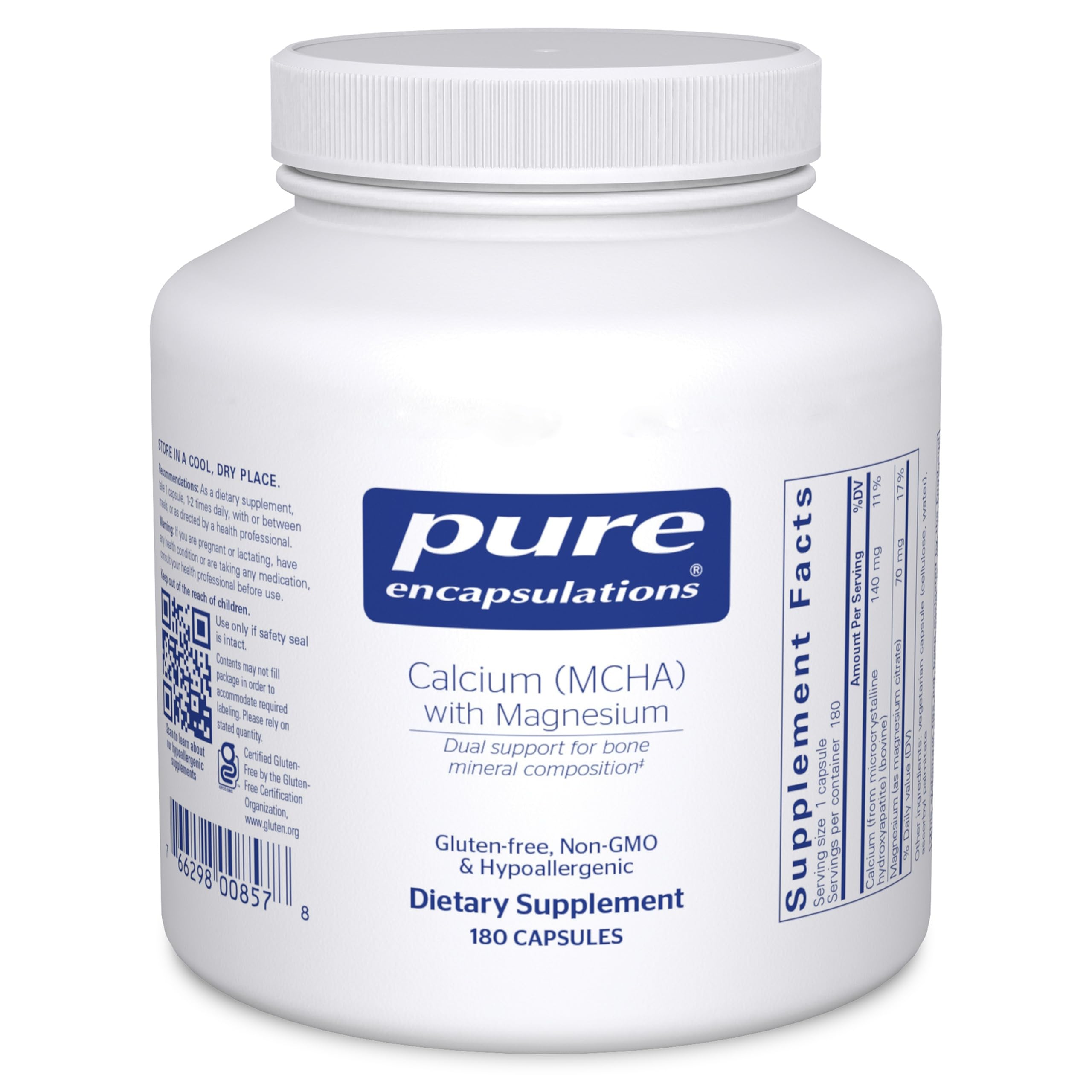 Pure Encapsulations frasco frontal mostrando 180 cápsulas y claridad de marca