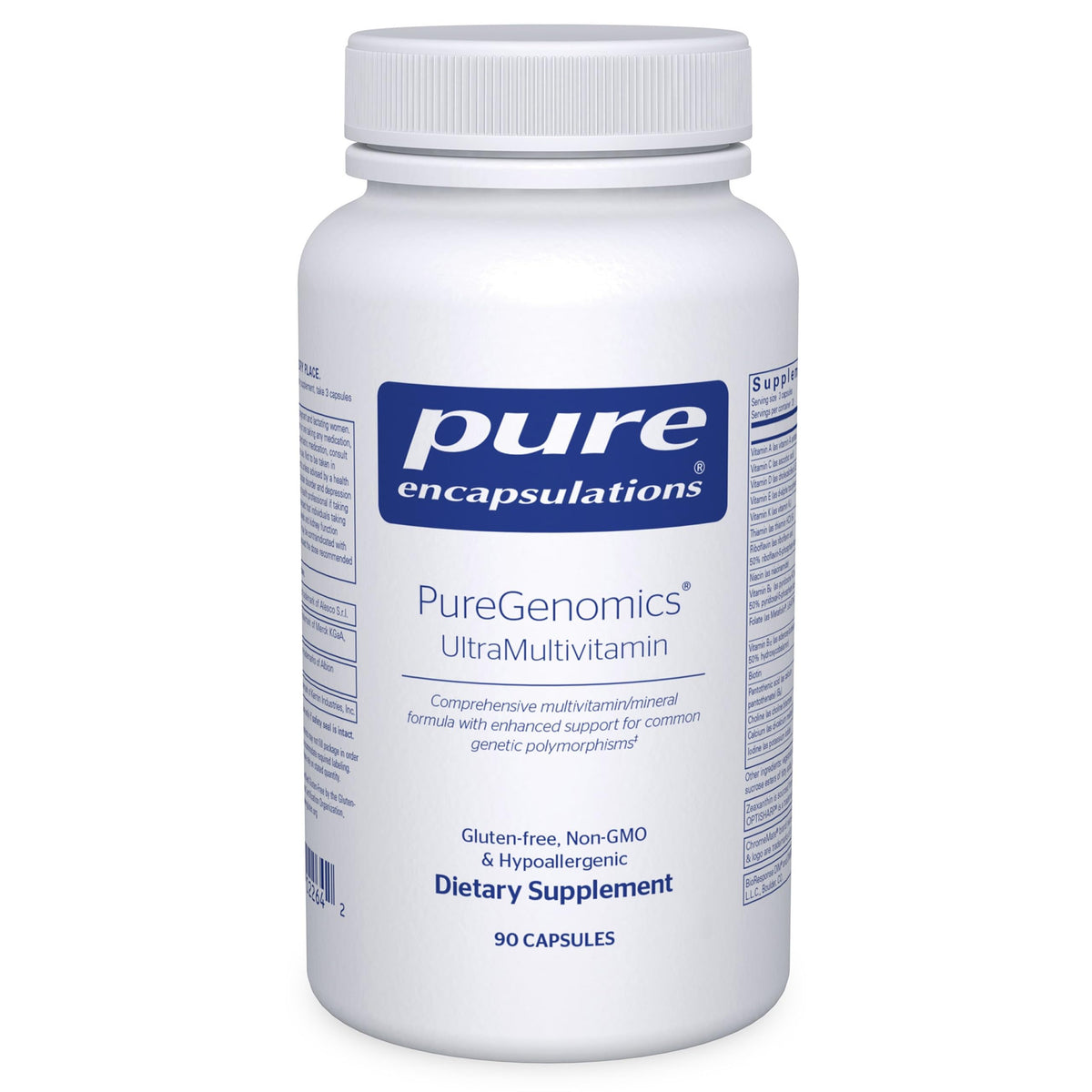 Pure Encapsulations vista frontal del empaque mostrando diseño y tamaño del producto