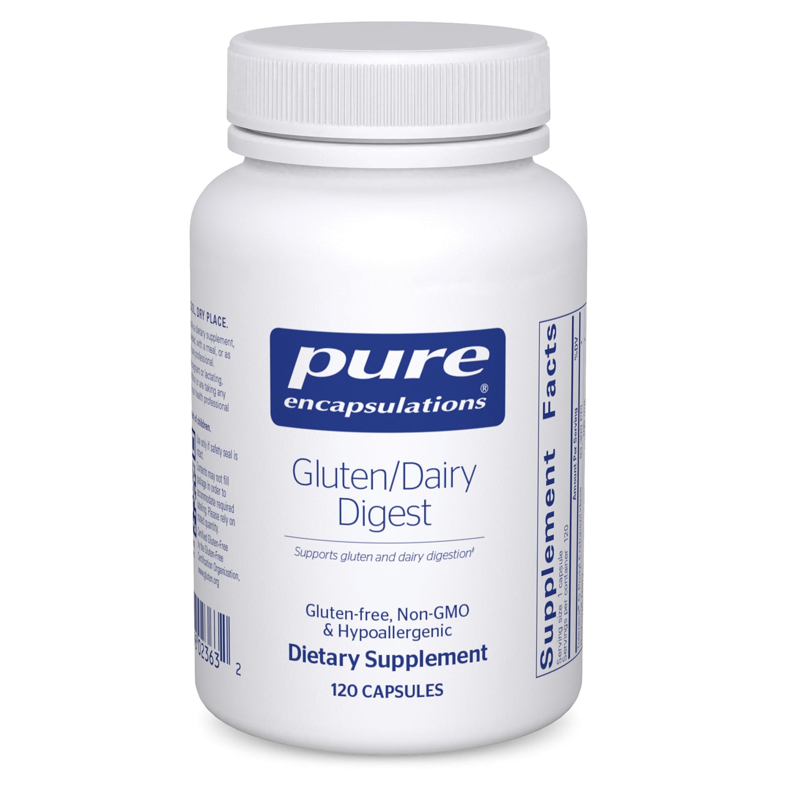 Pure Encapsulations frente del empaque mostrando el envase y beneficio de apoyo digestivo