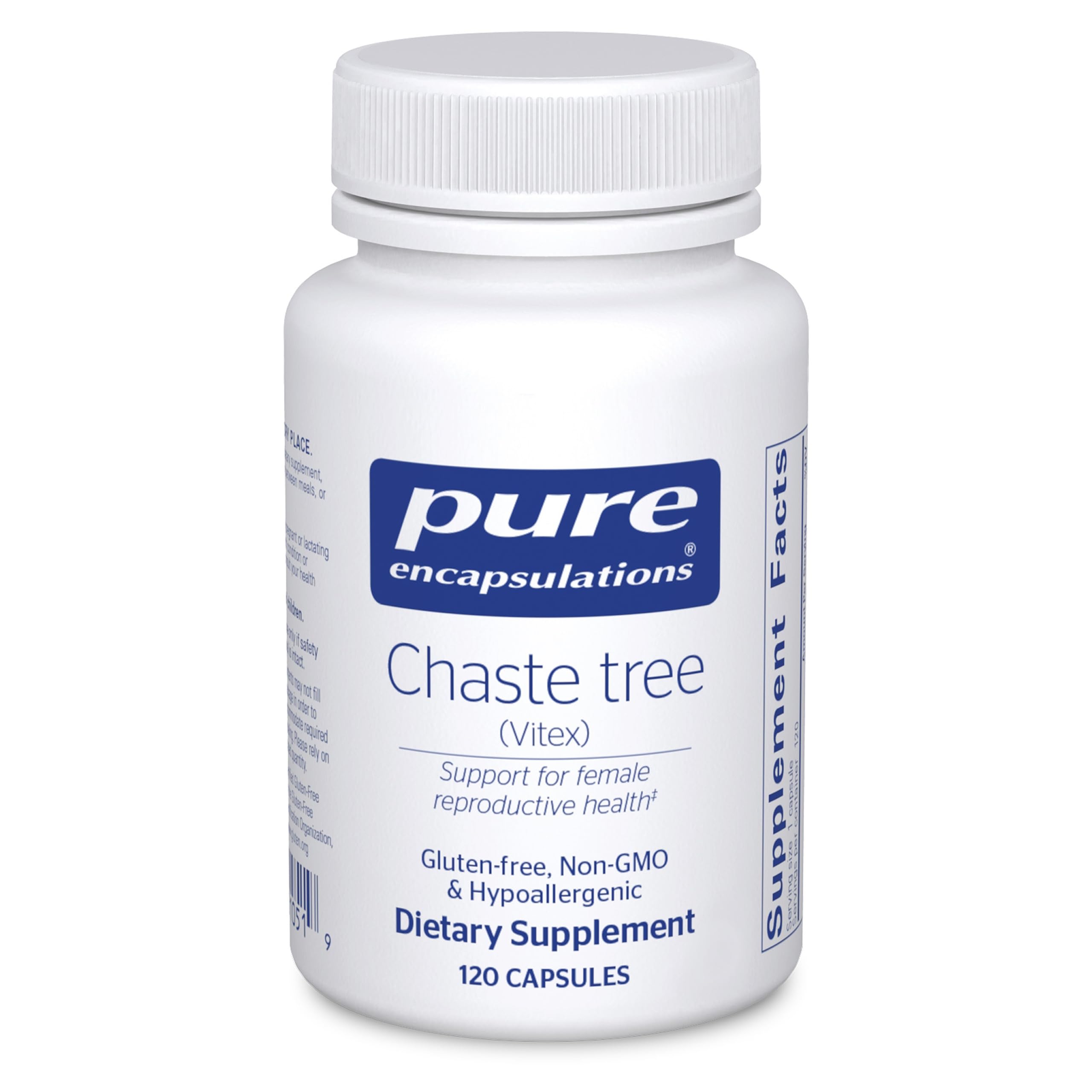 Pure Encapsulations botella frontal mostrando etiqueta y beneficio de pureza