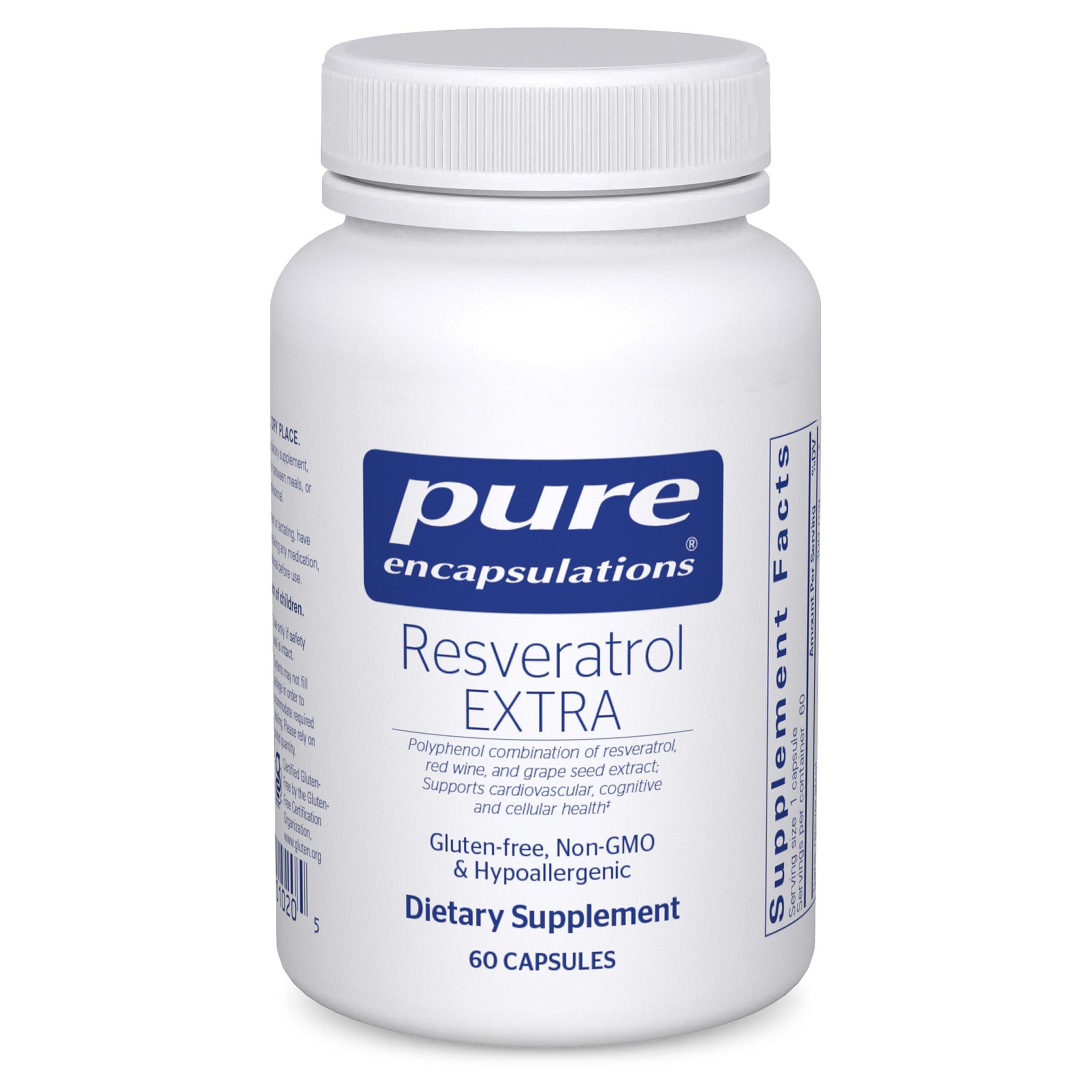 Pure Encapsulations frasco frontal mostrando etiqueta clara y beneficios
