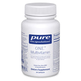 Pure Encapsulations envase frontal mostrando multivitamínico diario y beneficios