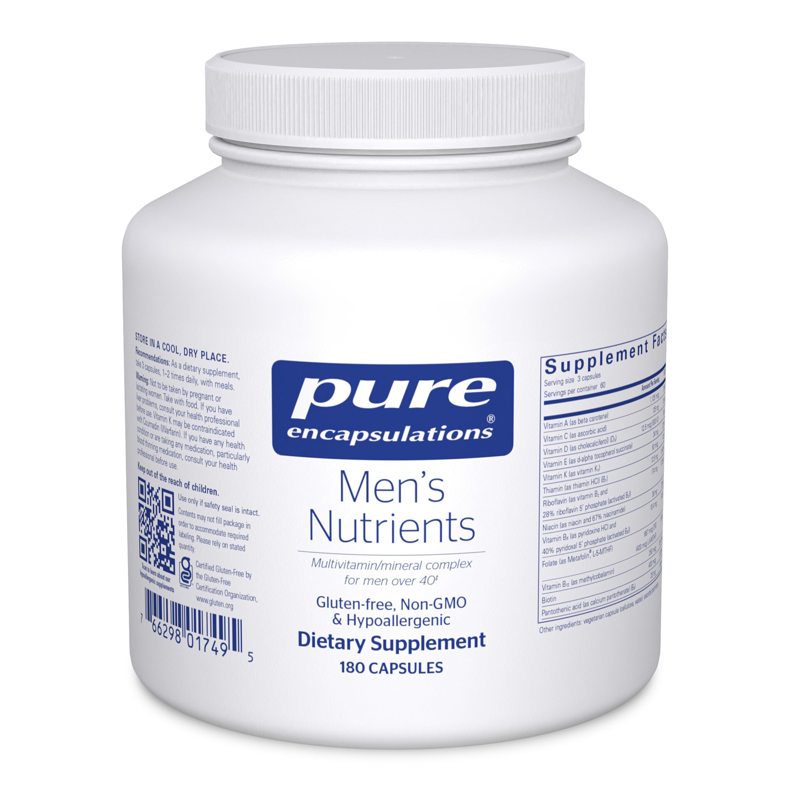 Pure Encapsulations frasco frontal mostrando diseño y beneficio de confianza