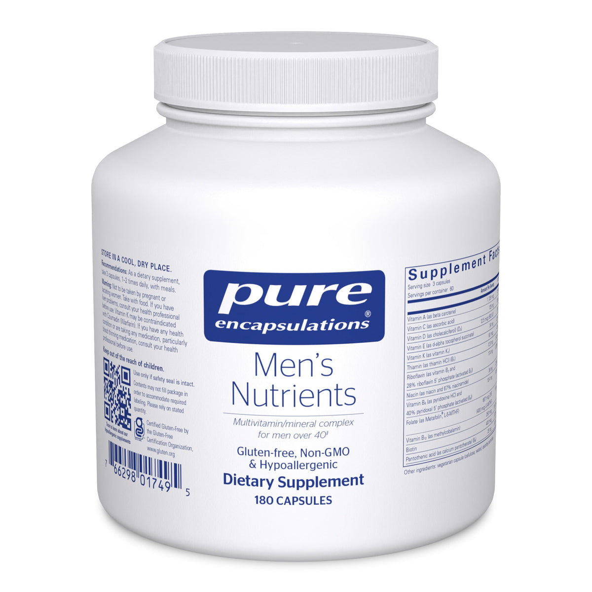 Pure Encapsulations frasco frontal mostrando diseño y beneficio de confianza
