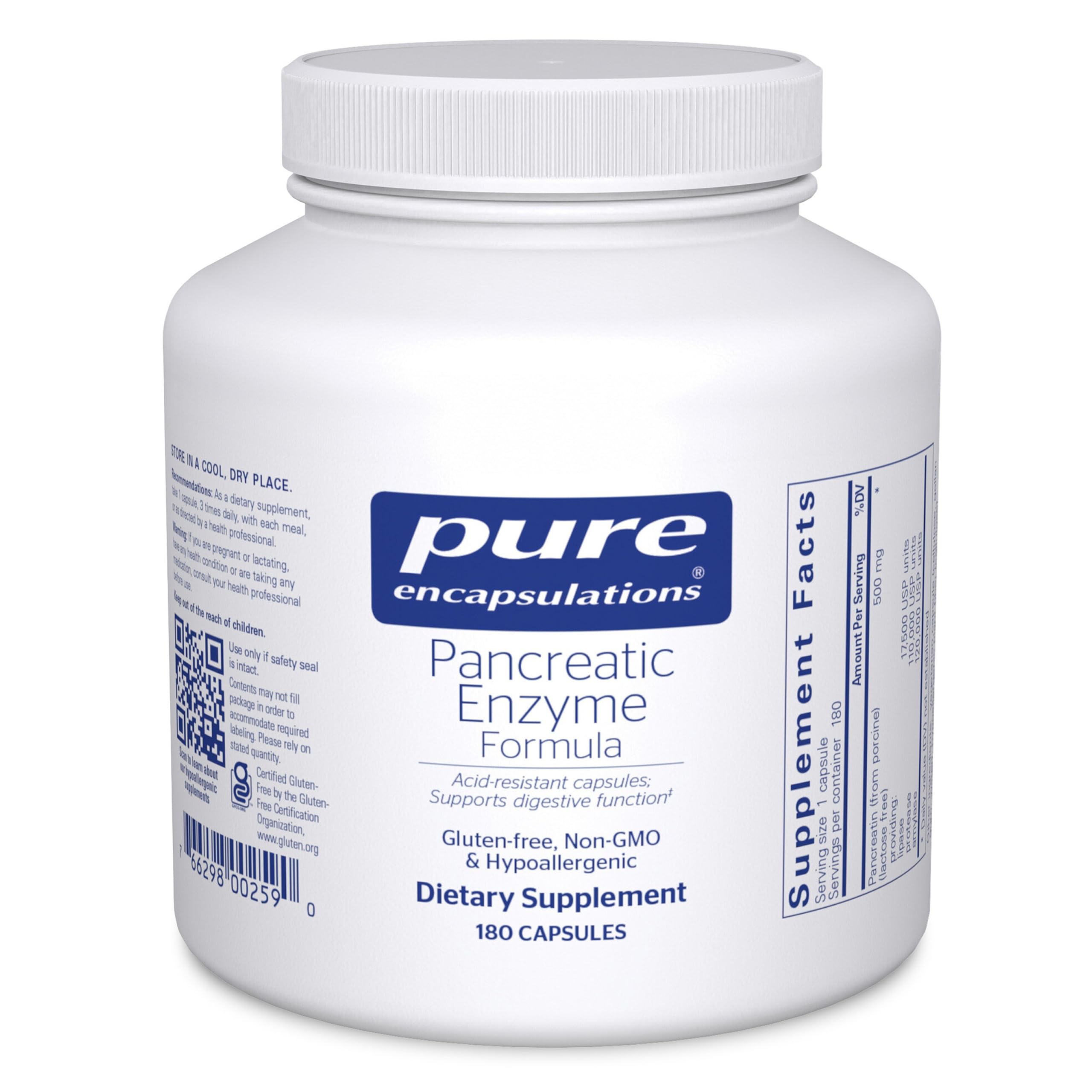 Pure Encapsulations frente del producto mostrando la botella y el diseño de la etiqueta, transmite confianza