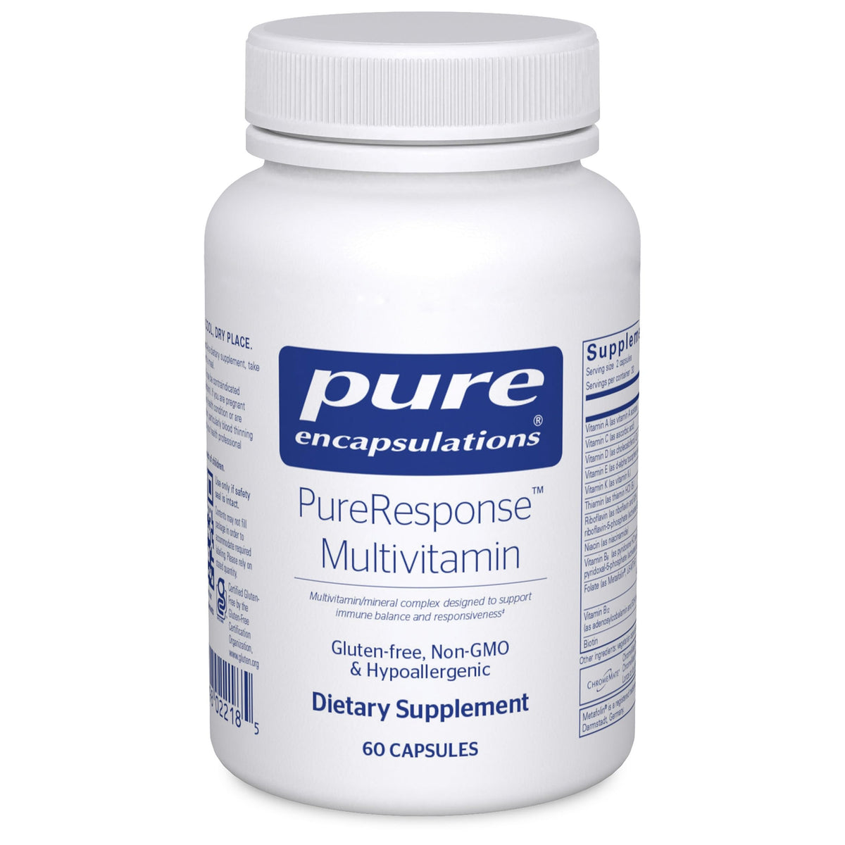 Pure Encapsulations vista frontal del envase que muestra el producto y beneficios