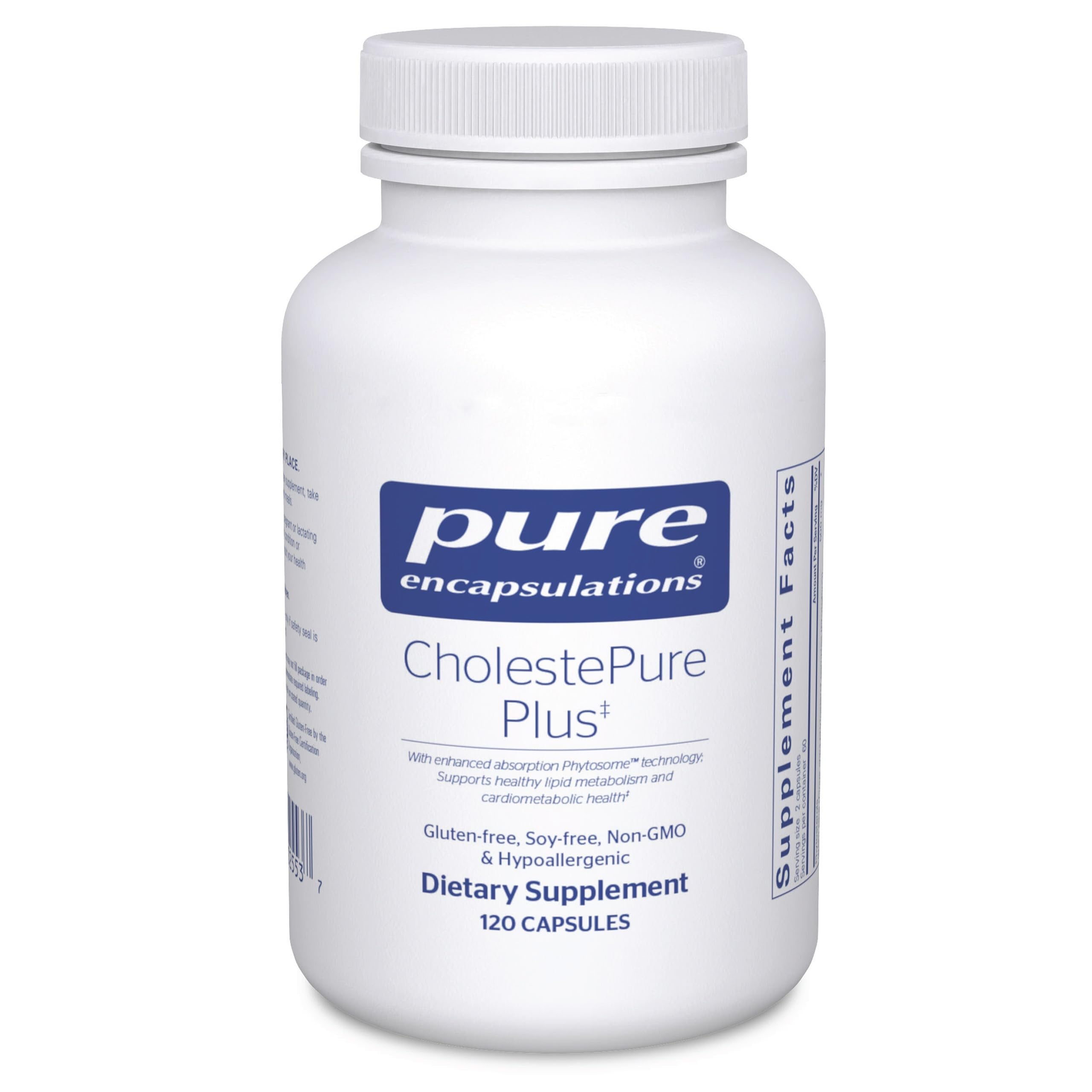 Pure Encapsulations envase frontal CholestePure Plus muestra confianza y calidad