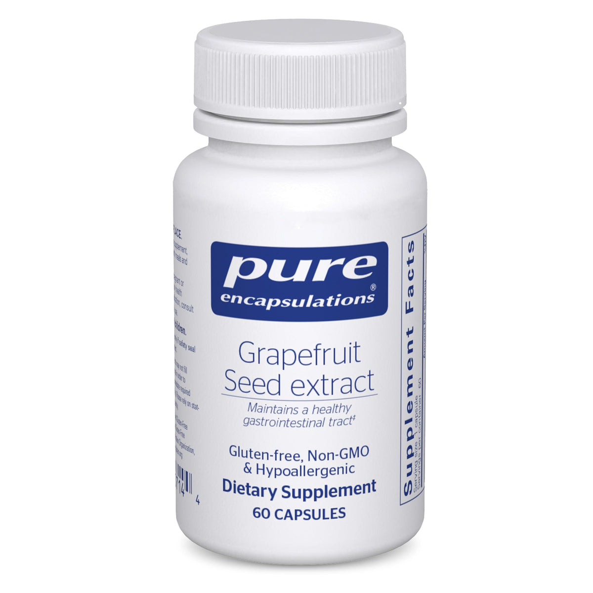 Pure Encapsulations envase frontal del Grapefruit Seed Extract mostrando presentación y marca