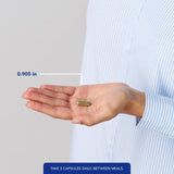 Pure Encapsulations tamaño en mano que muestra cantidad y conveniencia