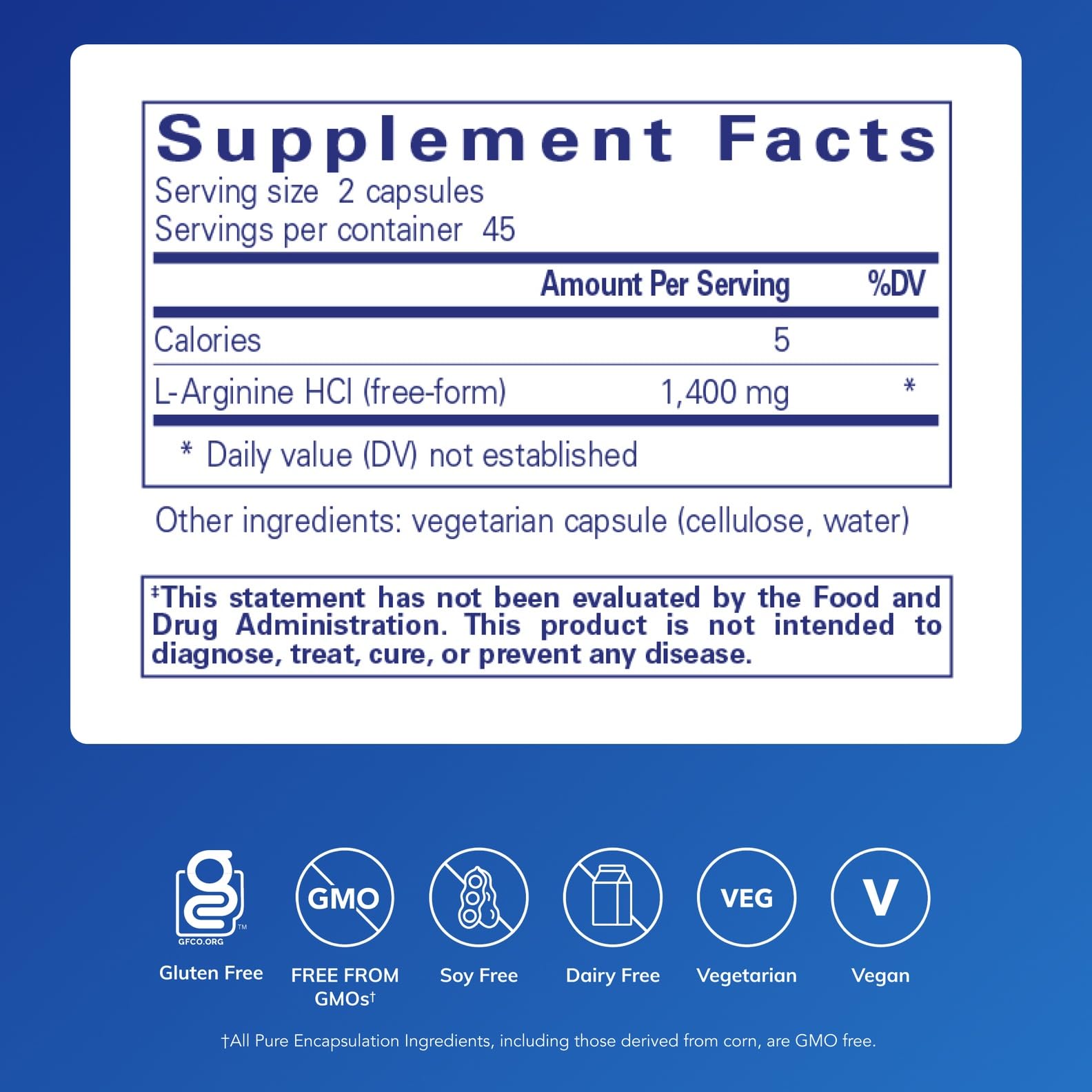 Pure Encapsulations etiqueta detallada con ingredientes y ventaja de transparencia