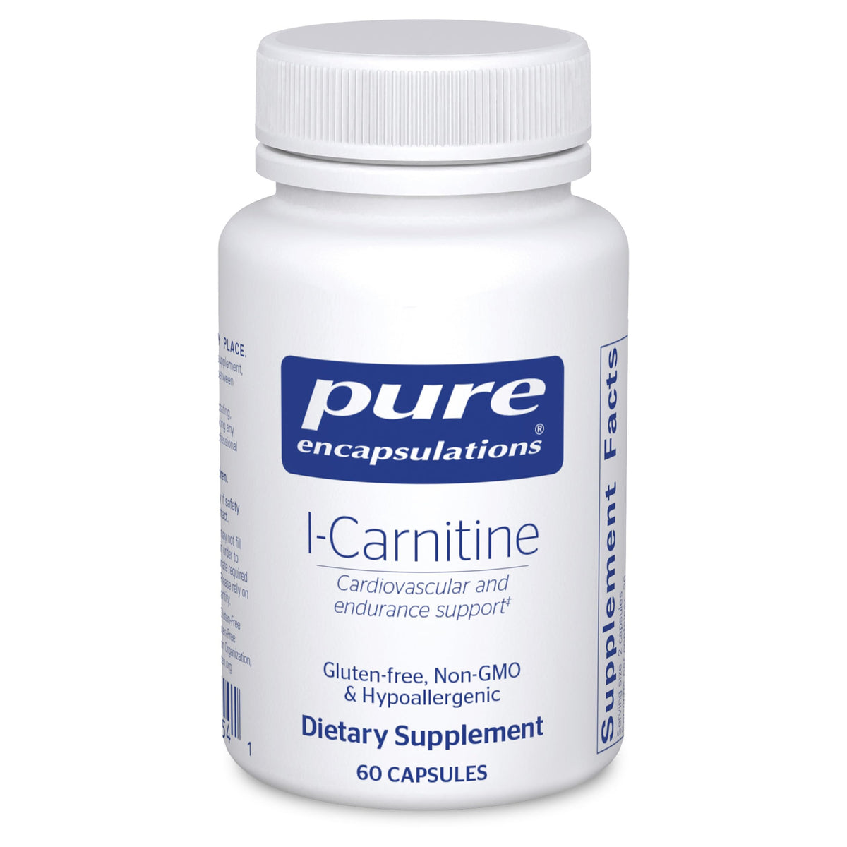 Pure Encapsulations vista frontal del bote, confianza en pureza y formulación