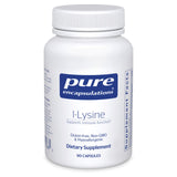 Pure Encapsulations frasco delantero mostrando L-Lysine y beneficio de pureza
