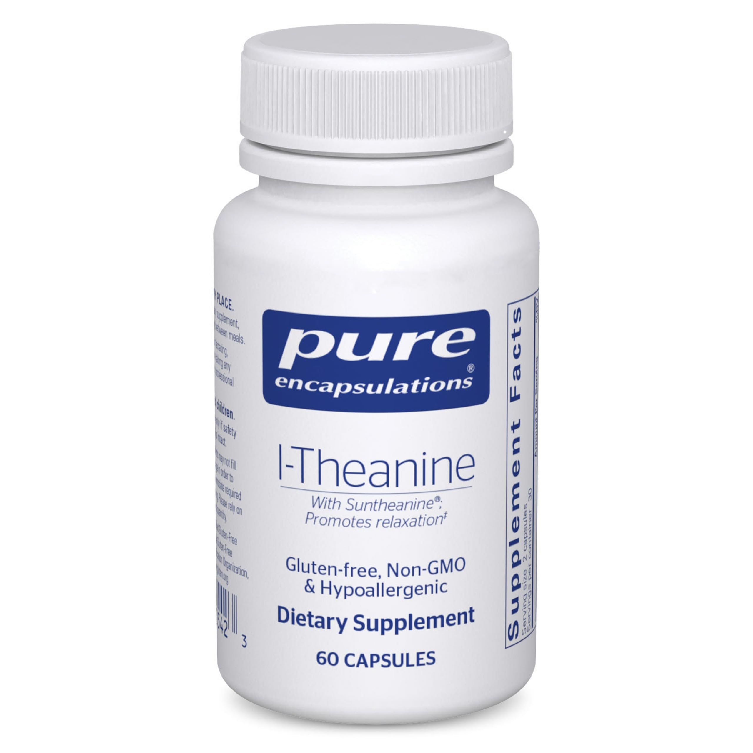 Pure Encapsulations envase frontal mostrando diseño y dosificación, transmite confianza