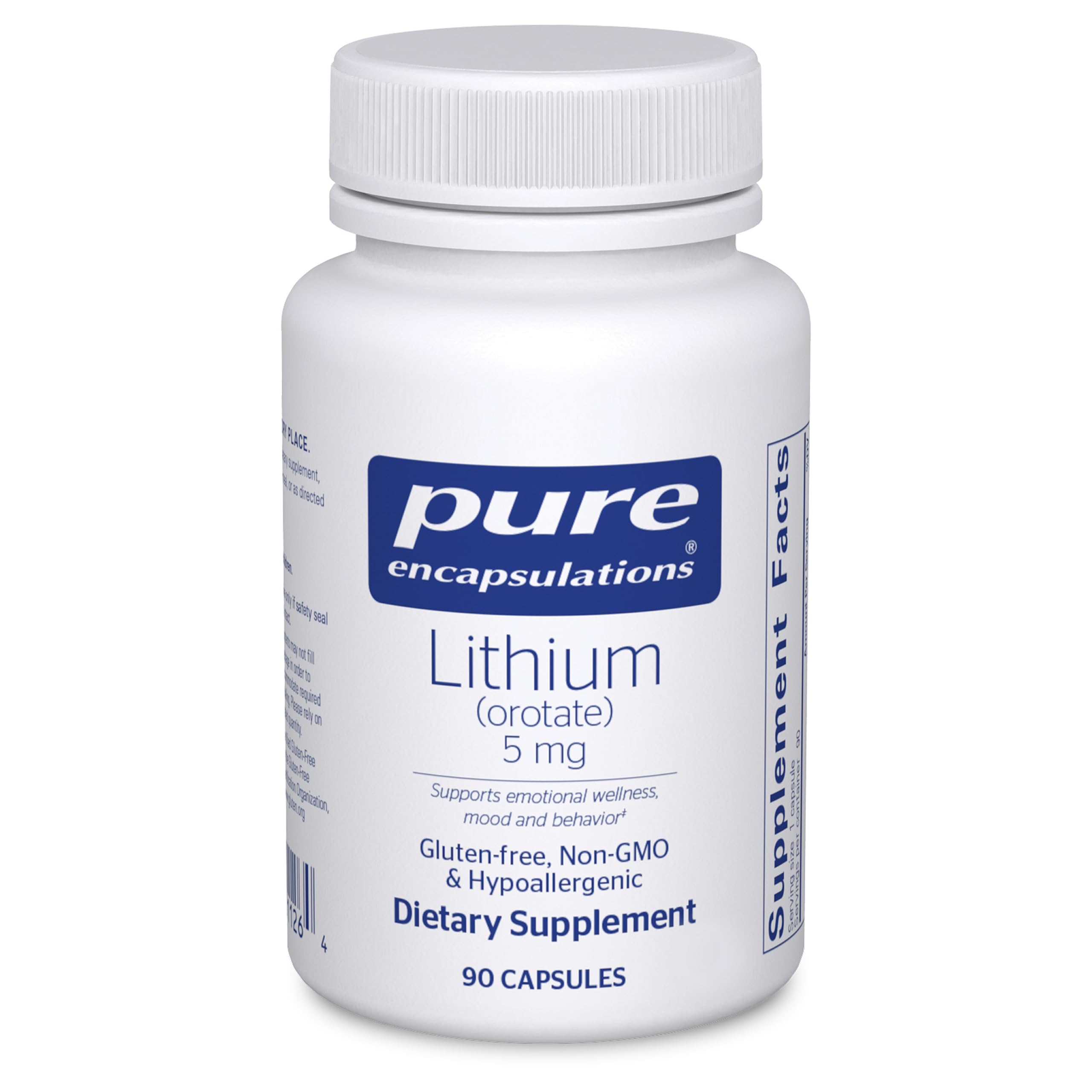 Pure Encapsulations envase frontal mostrando suplemento y pureza