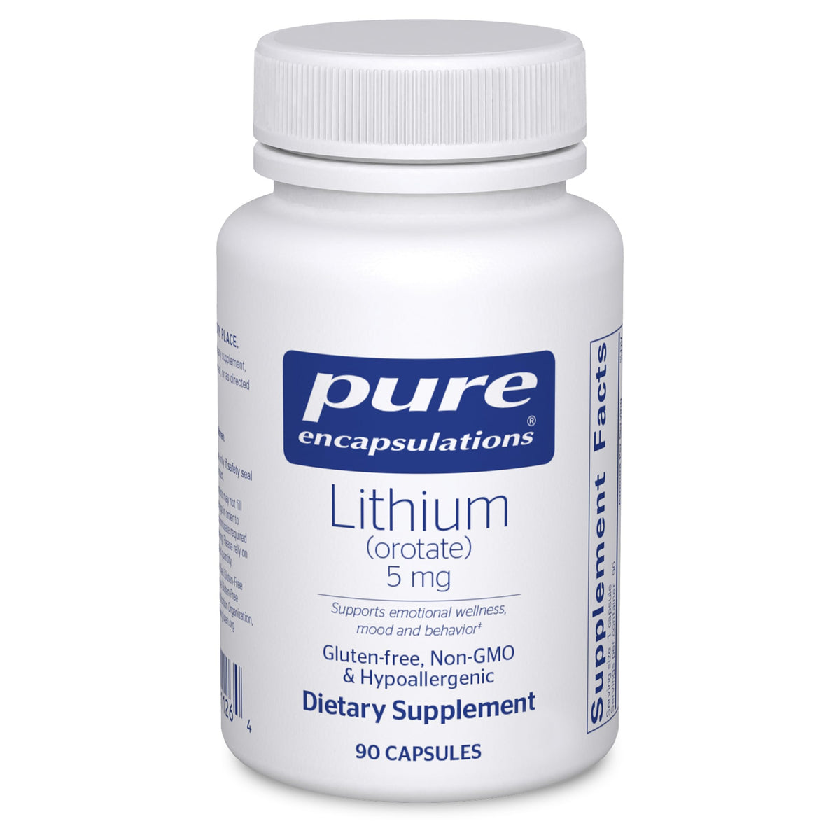 Pure Encapsulations envase frontal mostrando suplemento y pureza