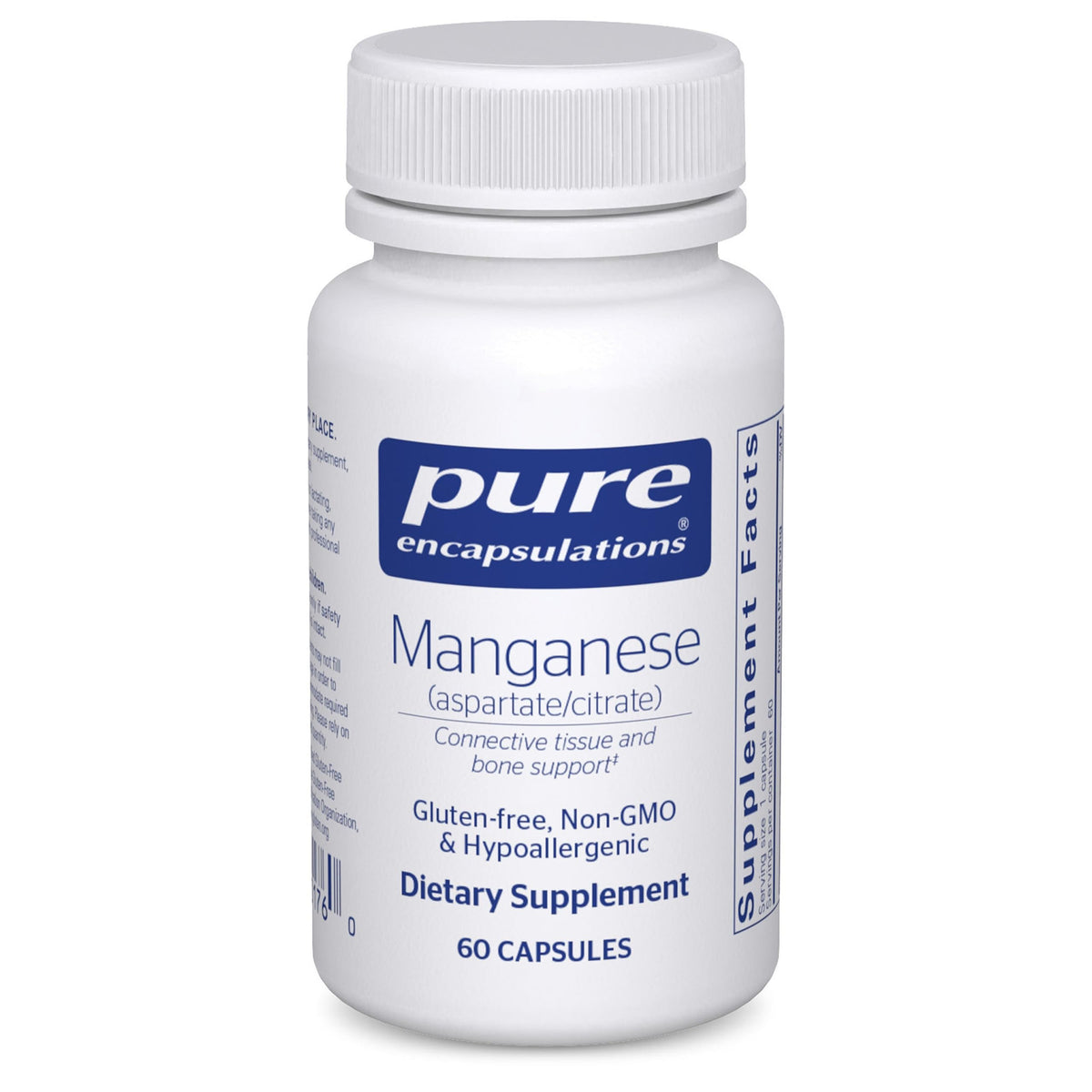 Pure Encapsulations frasco frontal claro y limpio mostrando pureza
