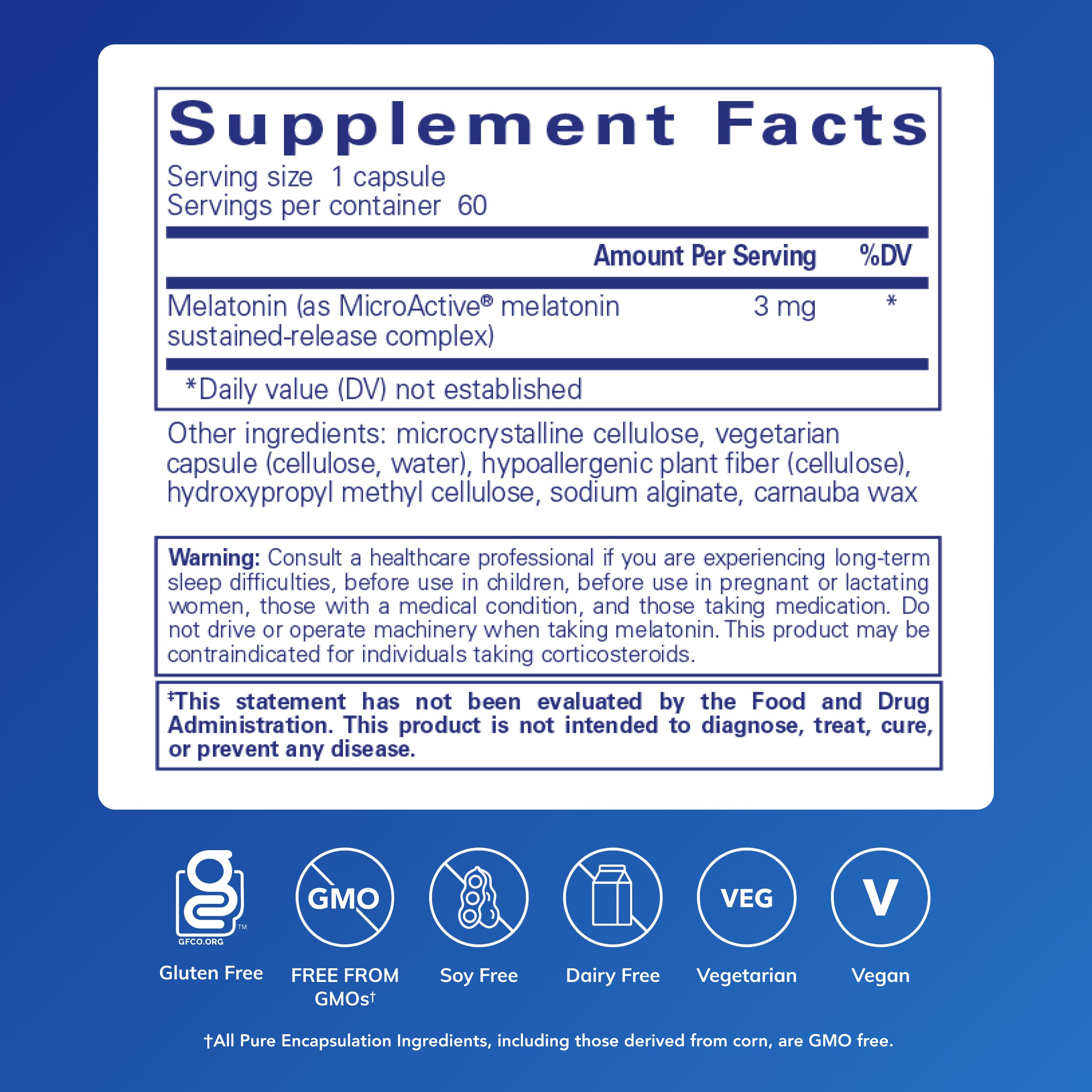 Pure Encapsulations cápsula en mano que muestra tamaño fácil de tragar y conveniencia