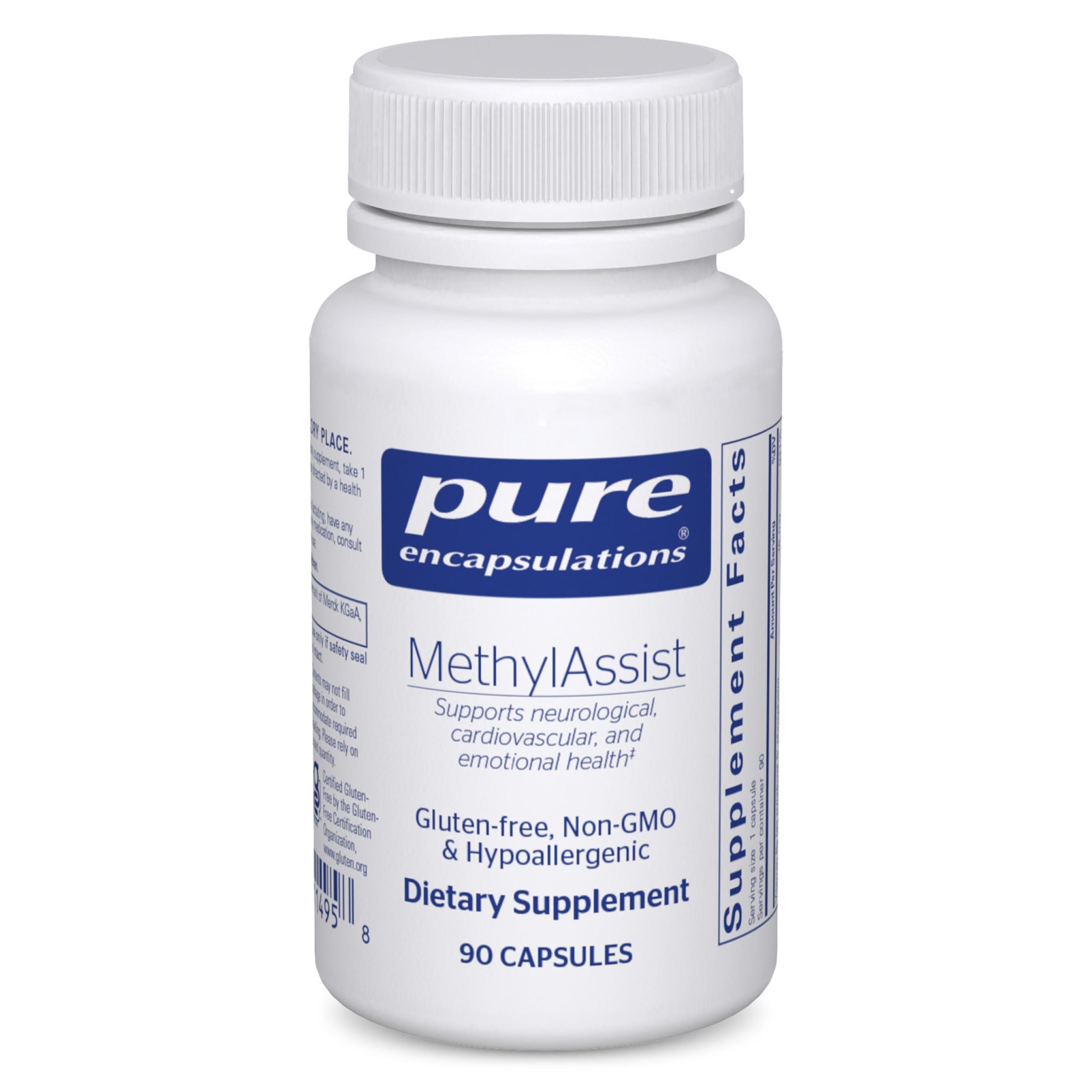 Pure Encapsulations frasco frontal mostrando MethylAssist y claridad de marca