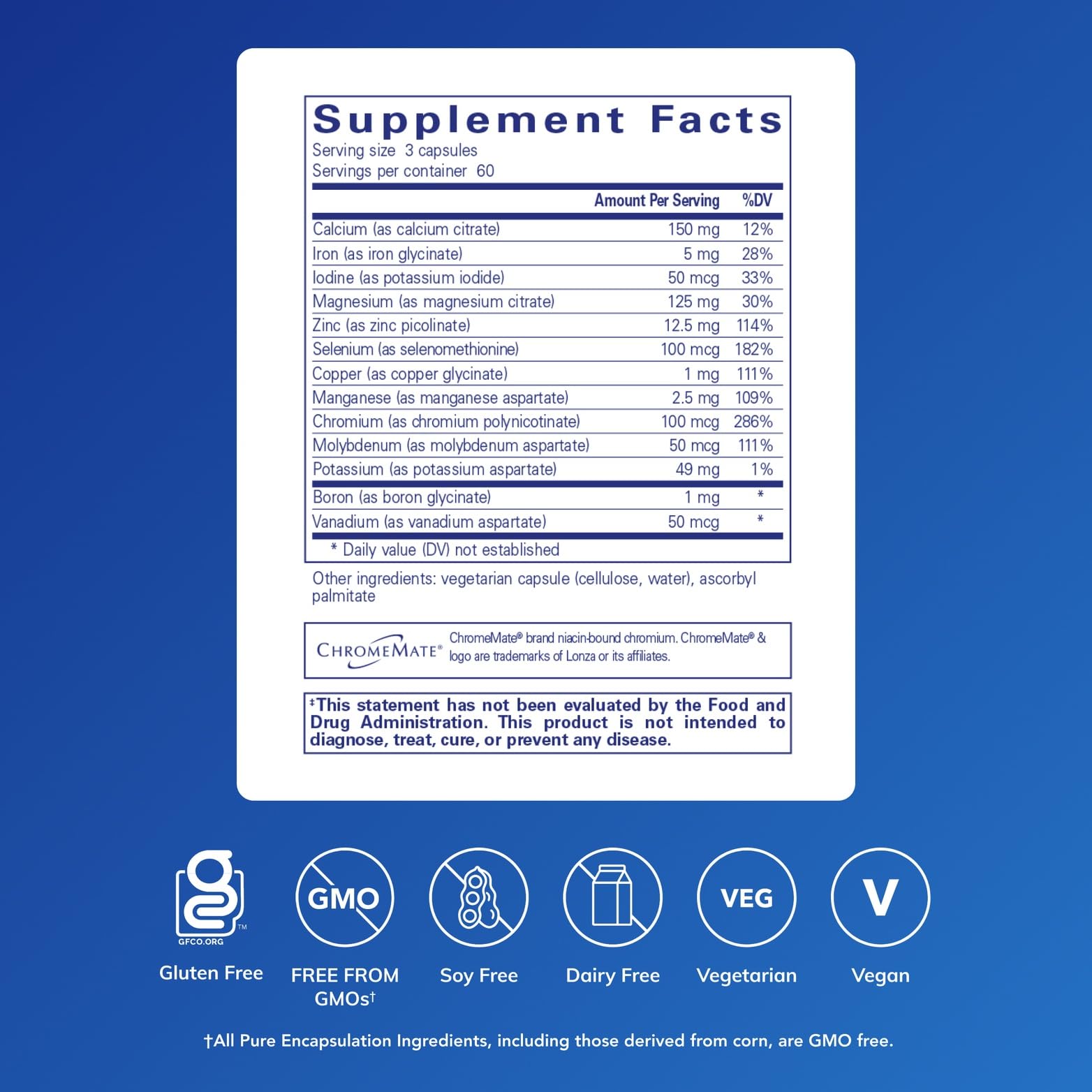 Pure Encapsulations cápsula en primer plano, fácil de tragar y absorción mejorada