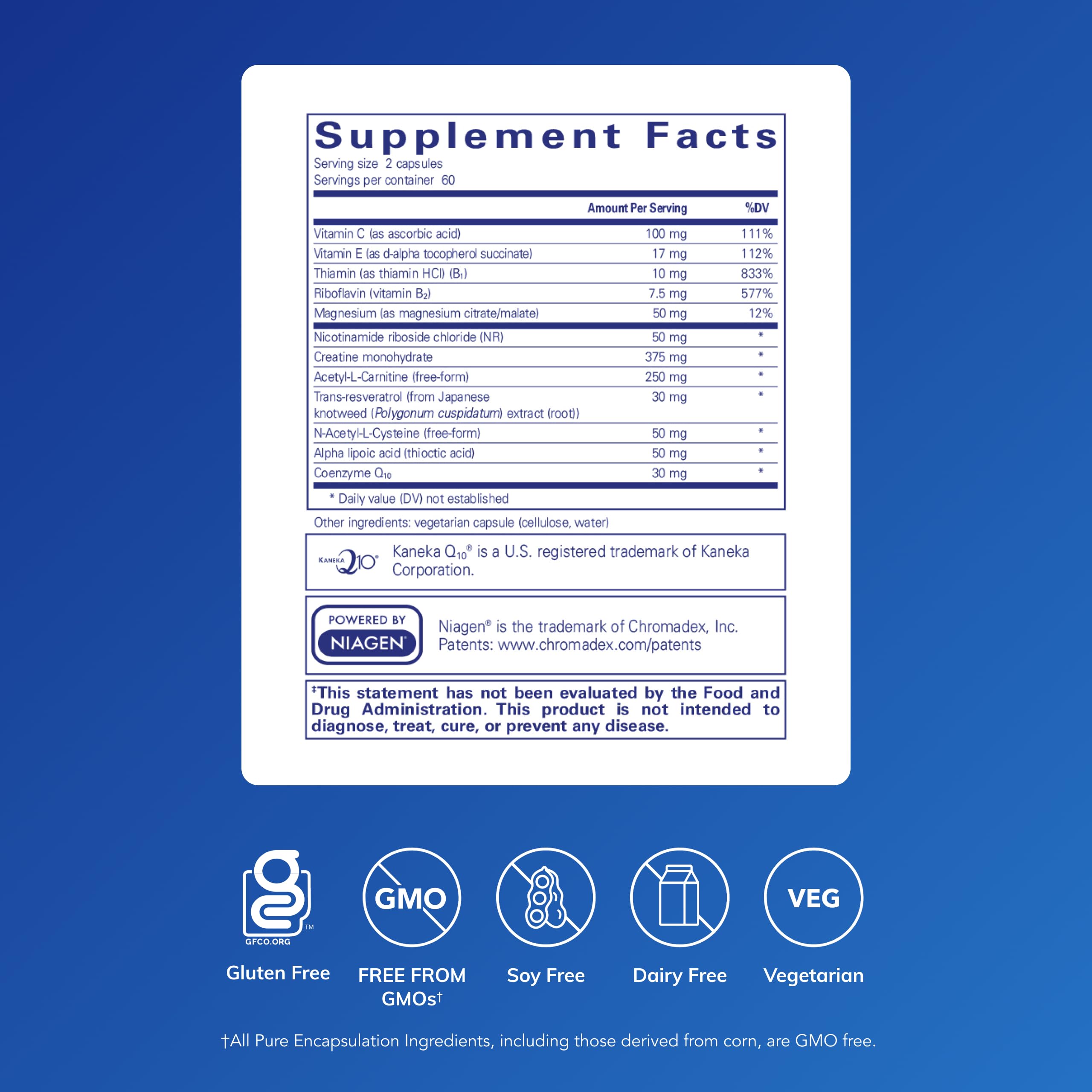 Pure Encapsulations cápsulas en primer plano que resaltan formulación pura y cómoda