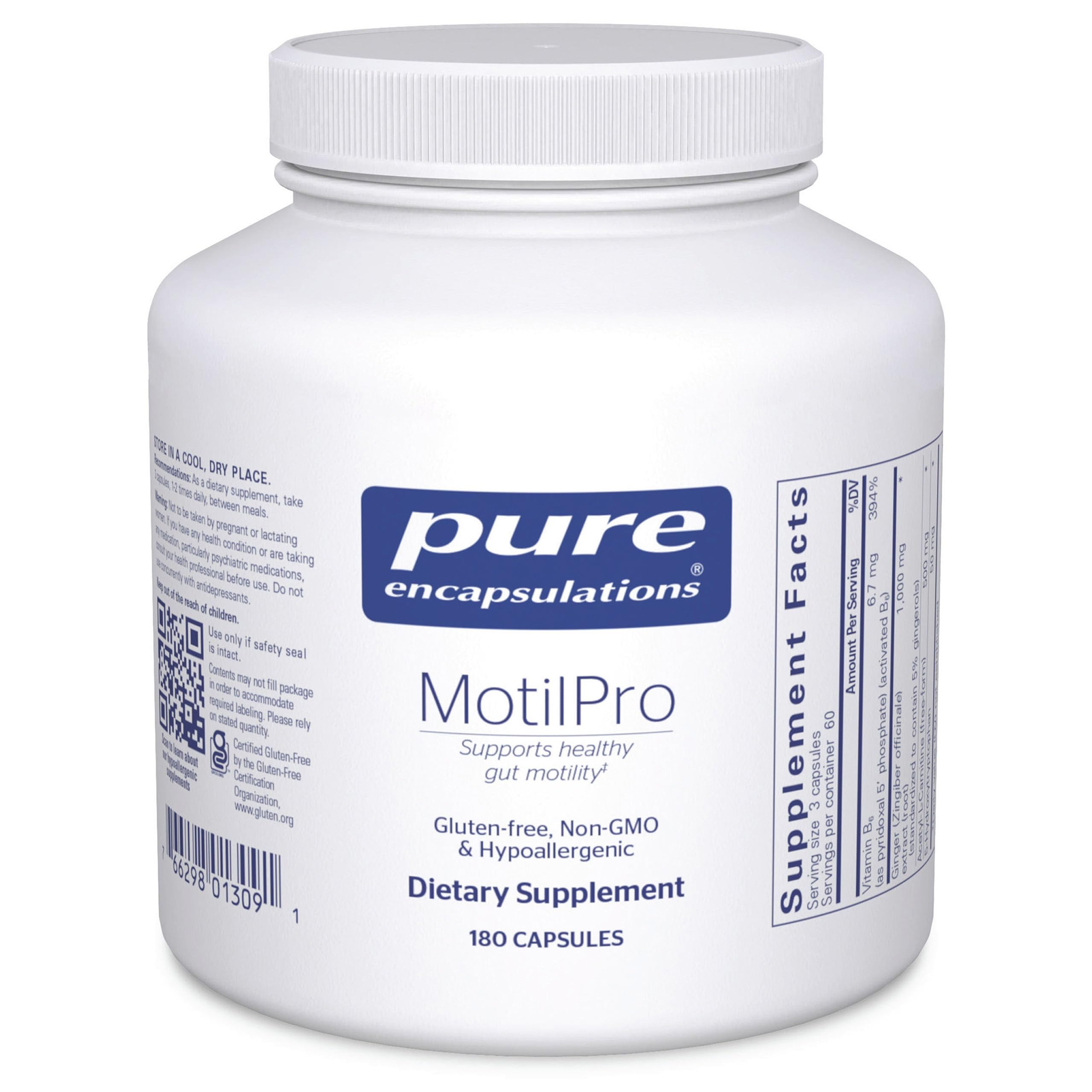 Pure Encapsulations MotilPro frontal mostrando envase y beneficio de motilidad