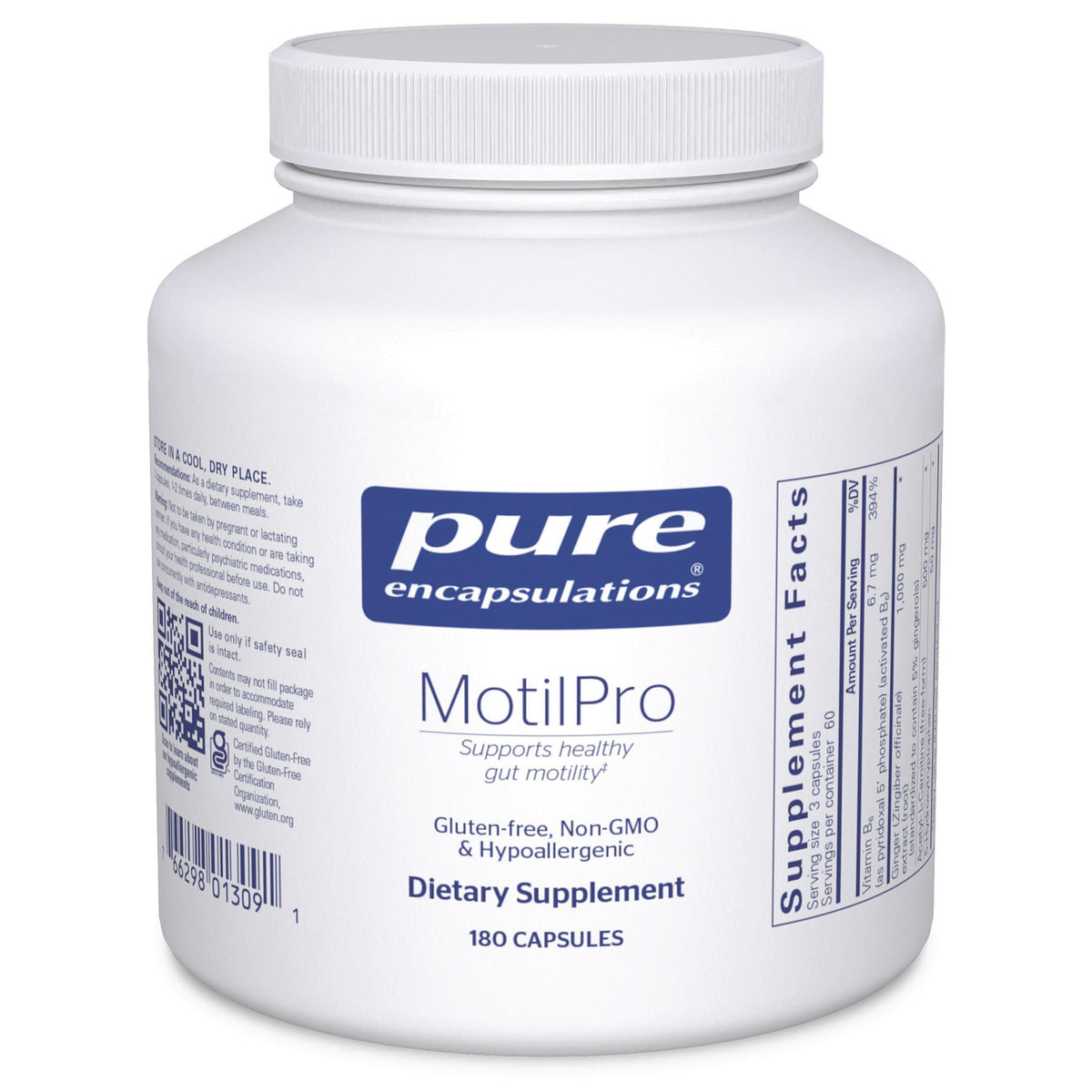 Pure Encapsulations MotilPro frontal mostrando envase y beneficio de motilidad