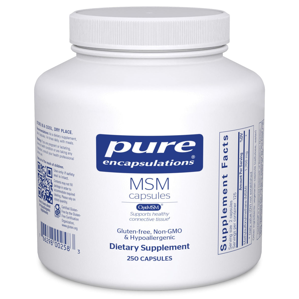 Pure Encapsulations frasco frontal mostrando la presentación y beneficio de pureza