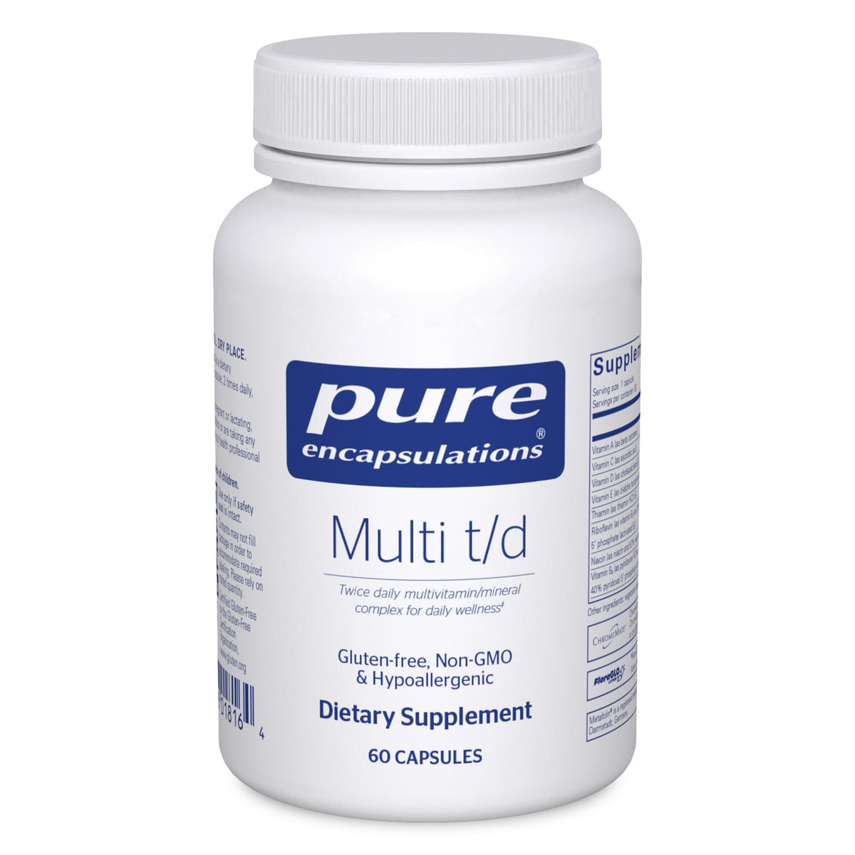 Pure Encapsulations frasco frontal mostrando marca y diseño, confianza de calidad