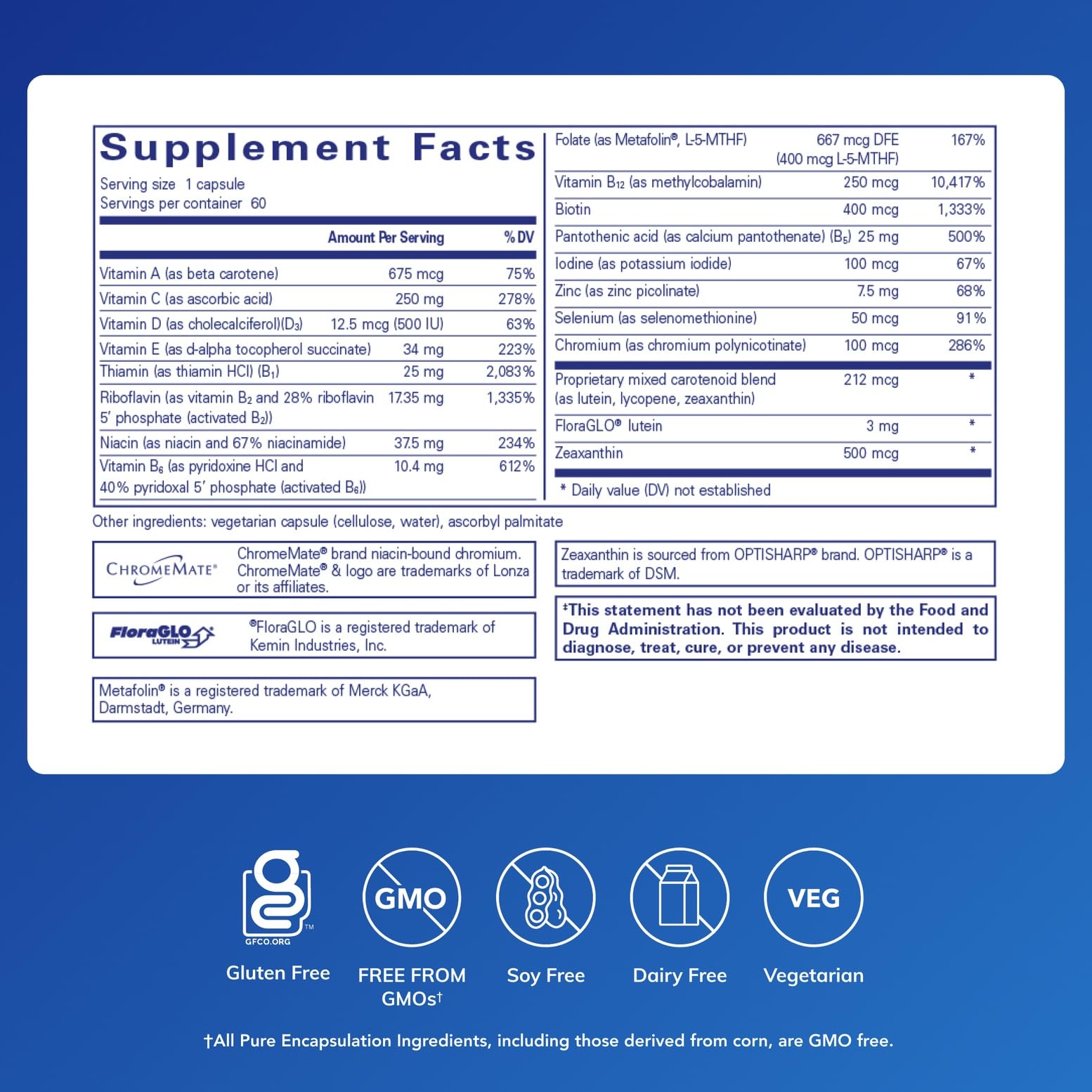Pure Encapsulations cápsula en primer plano, evidencia de formulación pura