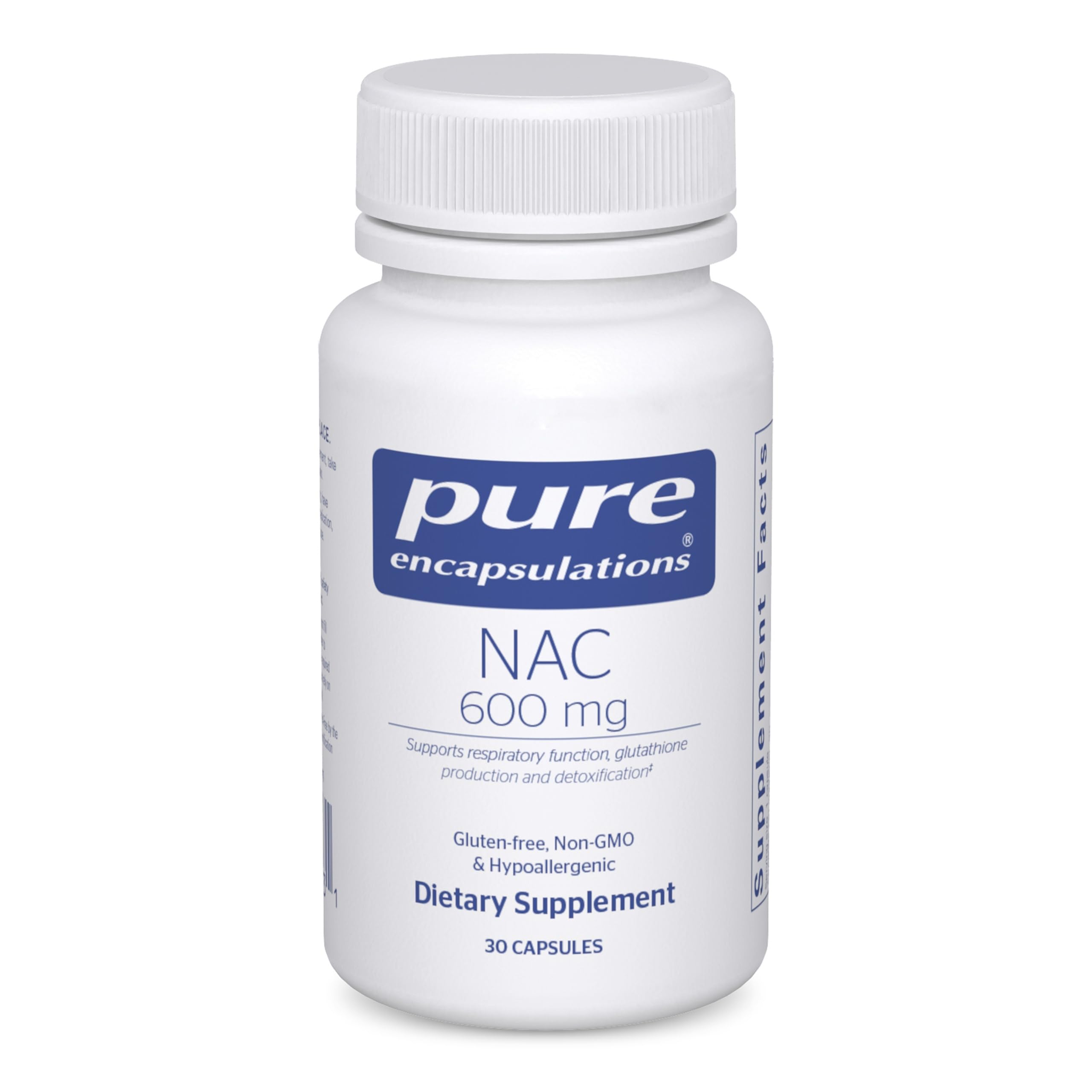 Pure Encapsulations frasco delantero mostrando nombre y dosis 600 mg