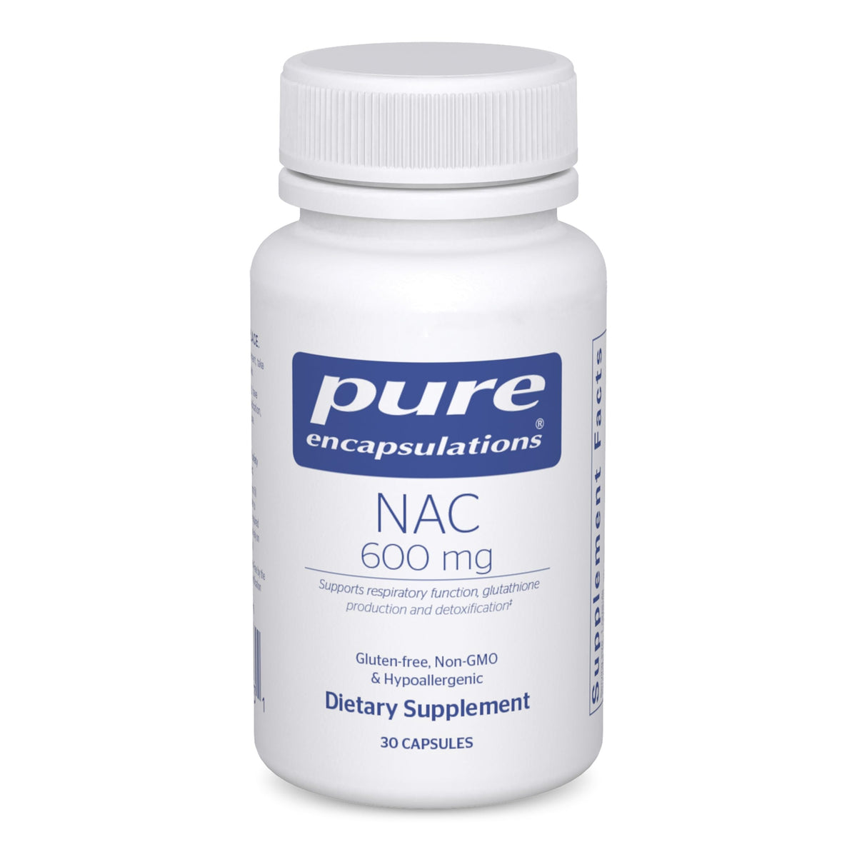 Pure Encapsulations frasco delantero mostrando nombre y dosis 600 mg