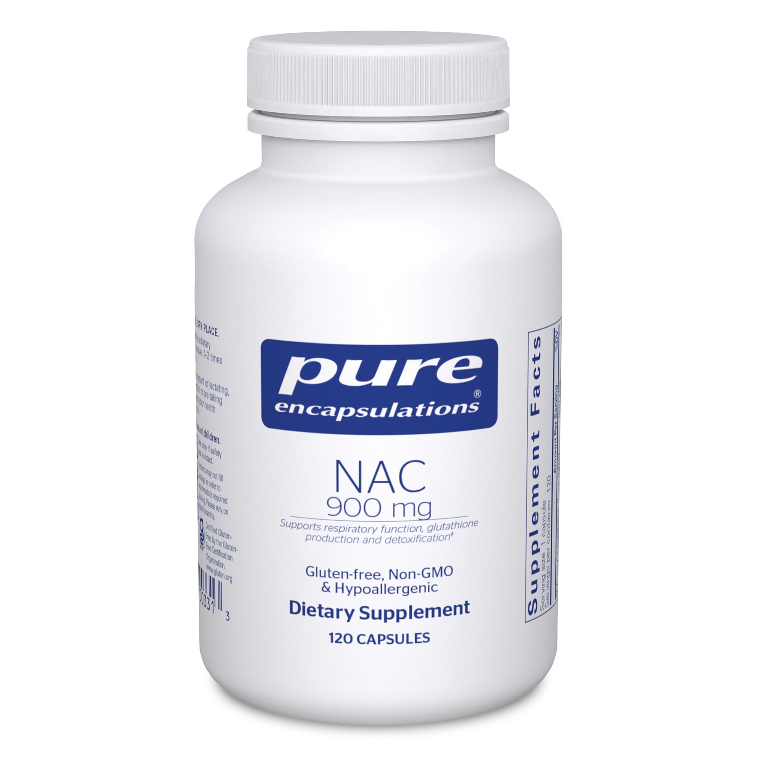 Pure Encapsulations frasco frontal claro muestra calidad y pureza