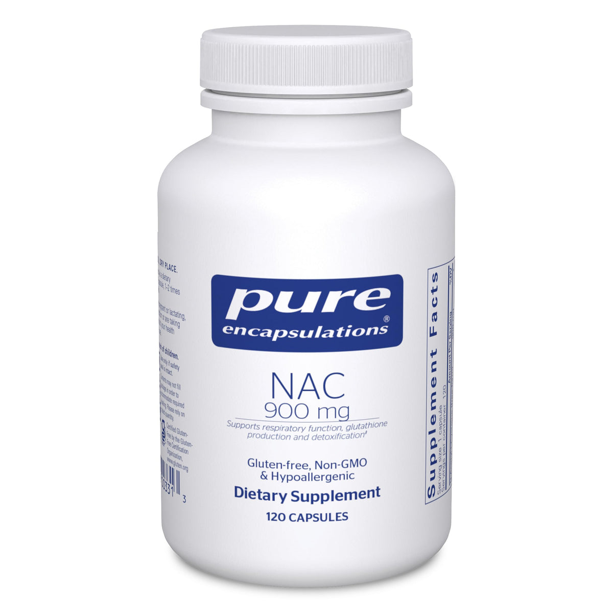 Pure Encapsulations frasco frontal claro muestra calidad y pureza