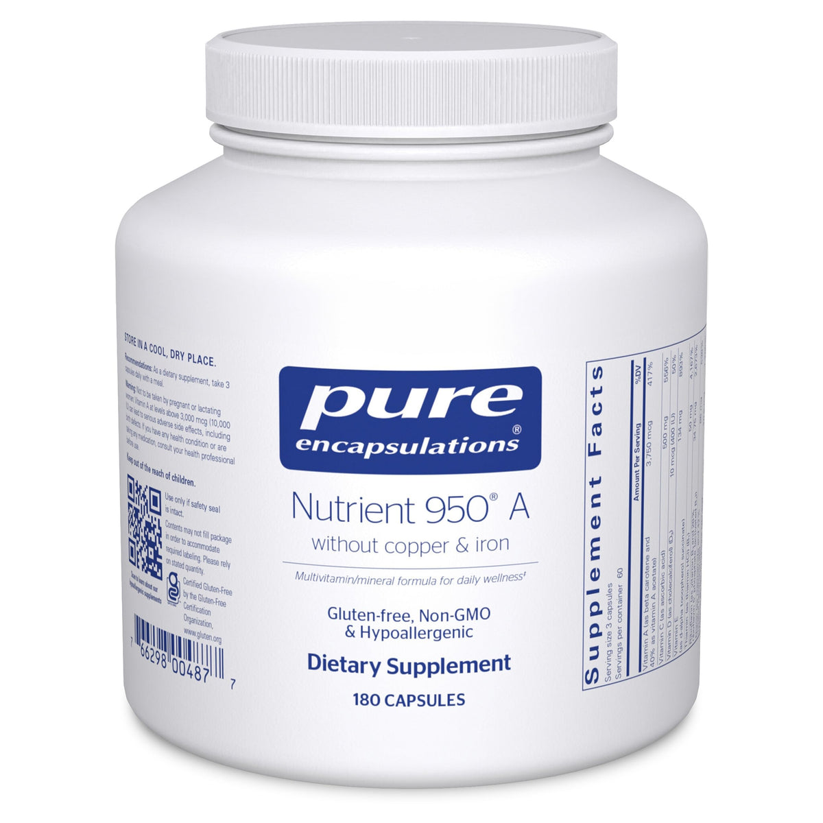 Pure Encapsulations envase frontal muestra composición y beneficios claros