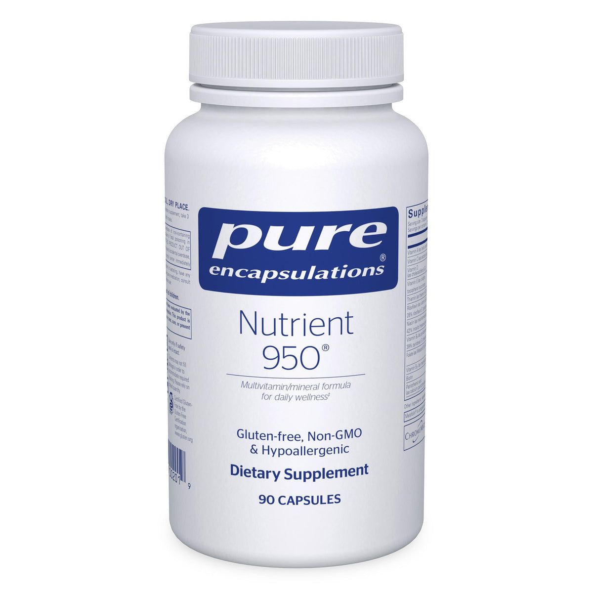 Pure Encapsulations frasco frontal mostrando diseño y beneficios claros