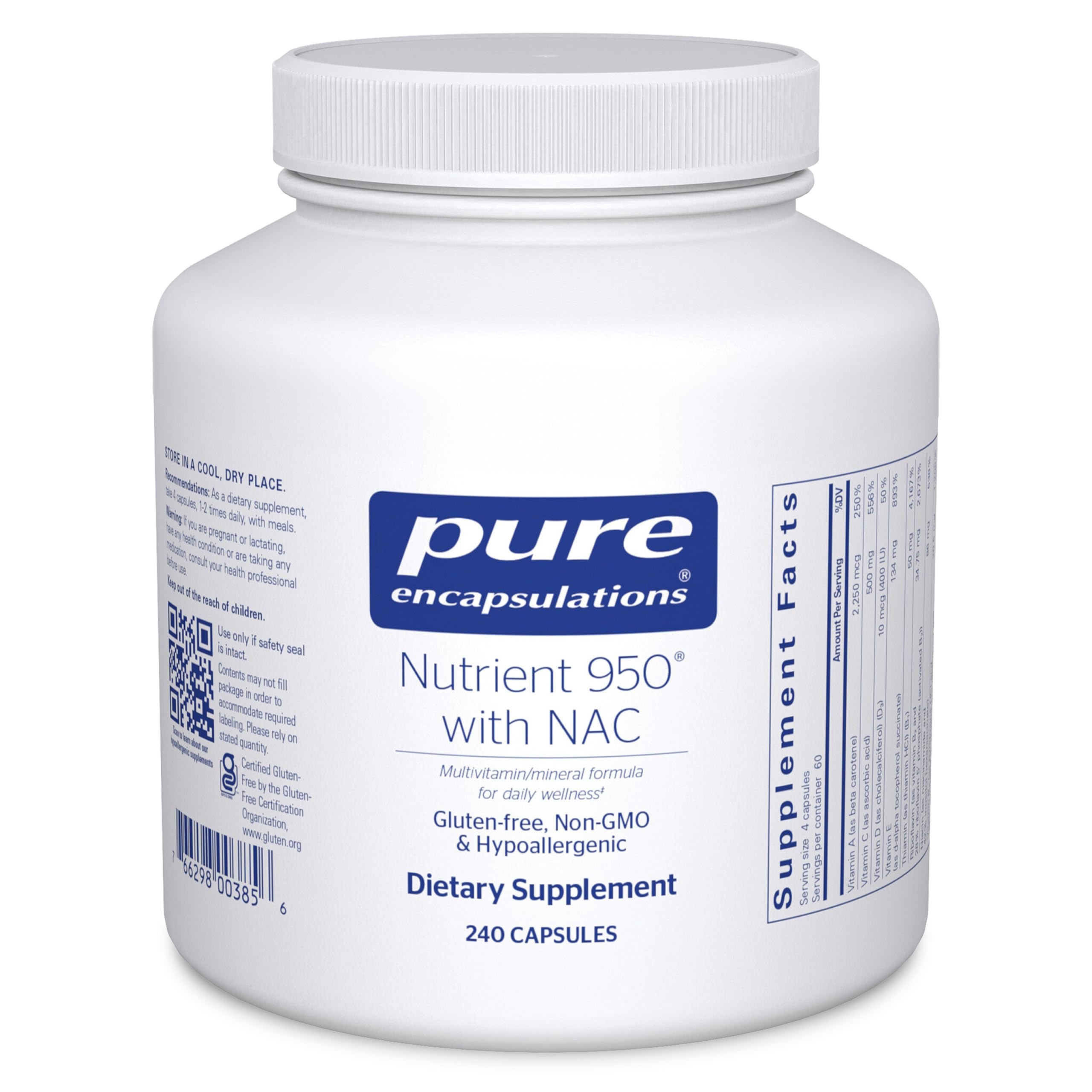 Pure Encapsulations frasco frontal mostrando diseño y cantidad 240 cápsulas