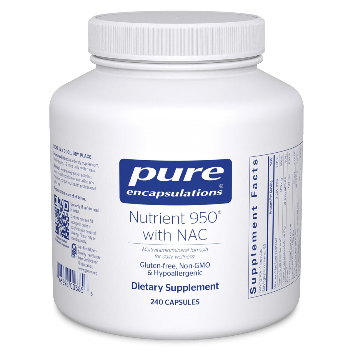 Pure Encapsulations frasco frontal mostrando diseño y cantidad 240 cápsulas