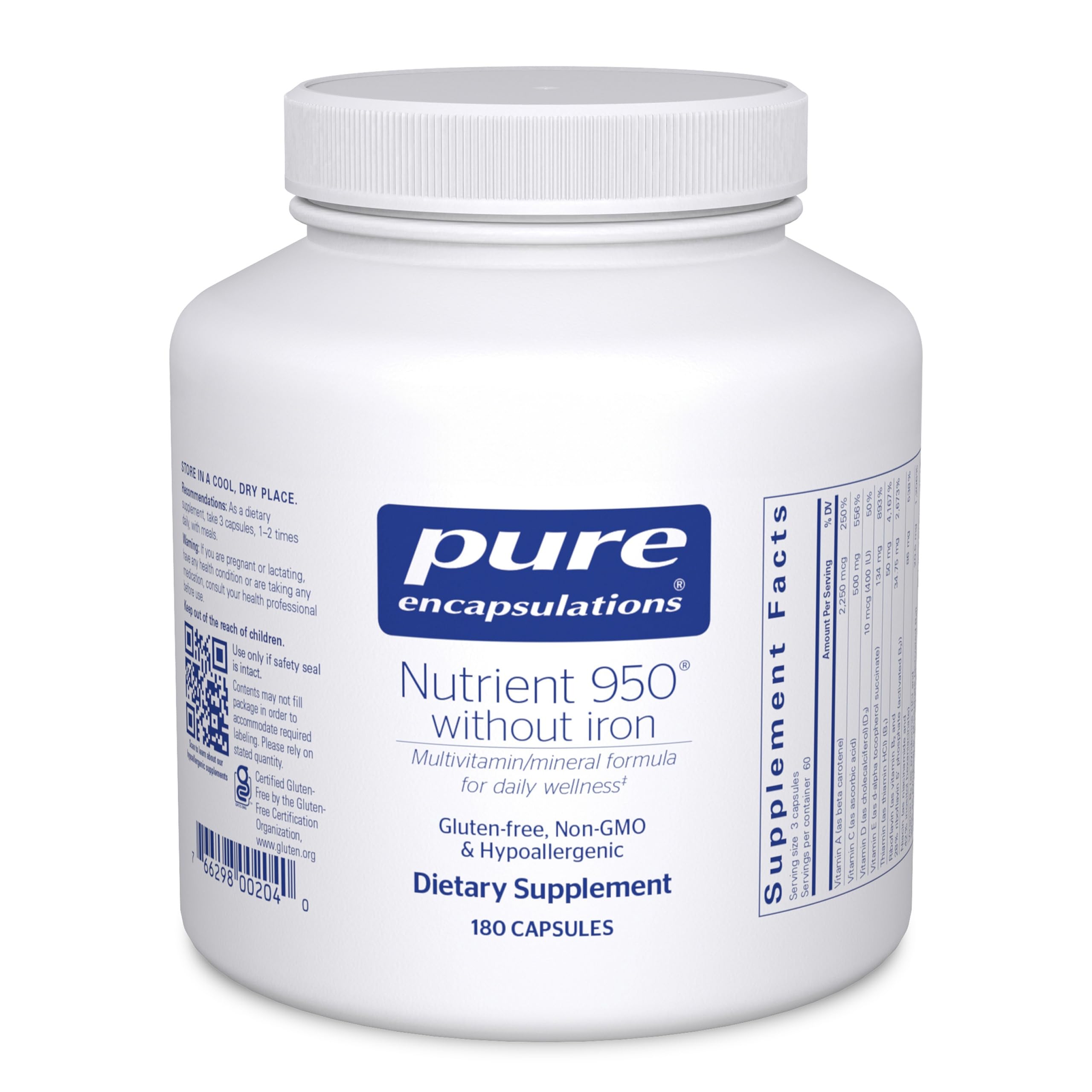 Pure Encapsulations frasco frontal mostrando etiqueta y claridad del producto
