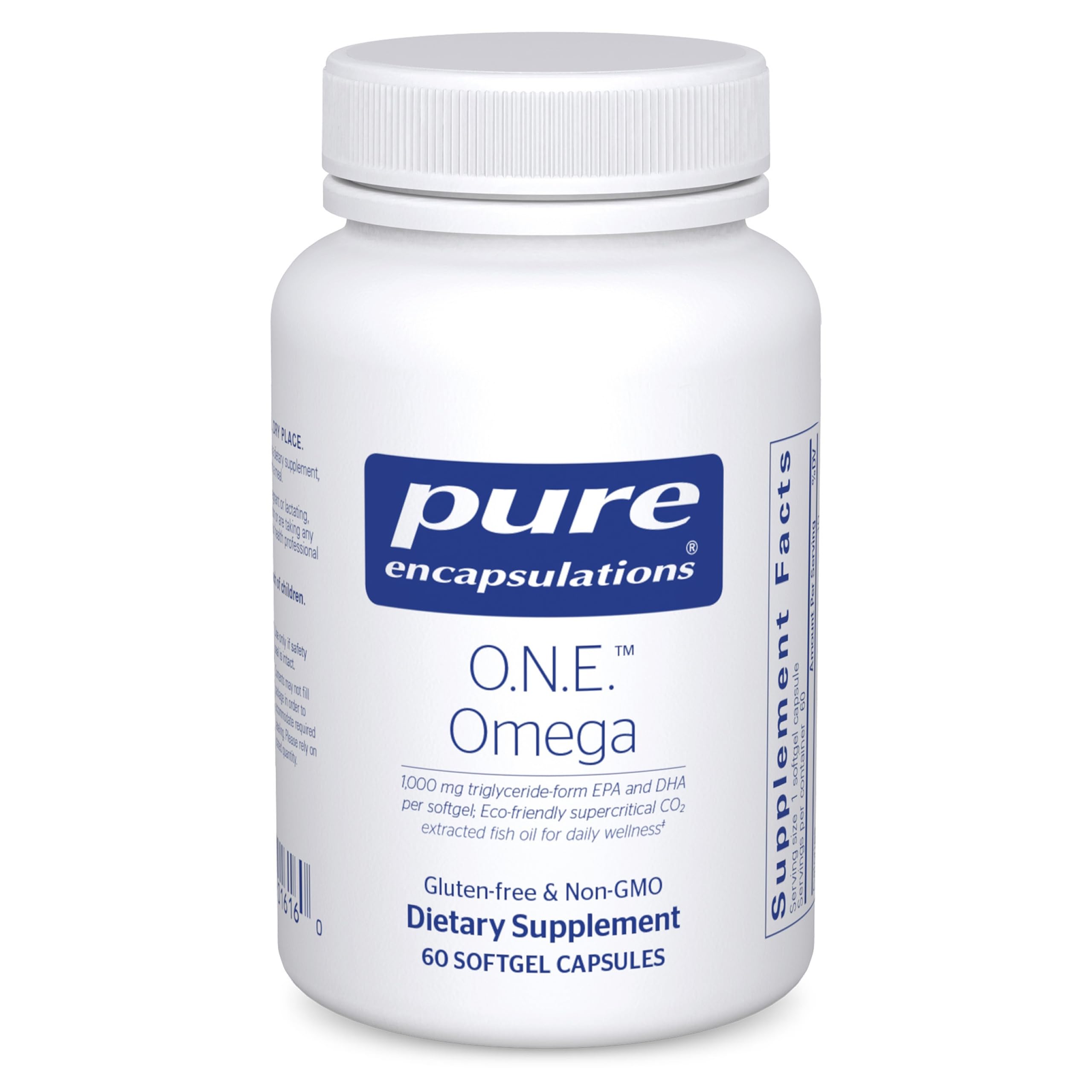 Pure Encapsulations frasco frontal mostrando etiqueta clara y confianza