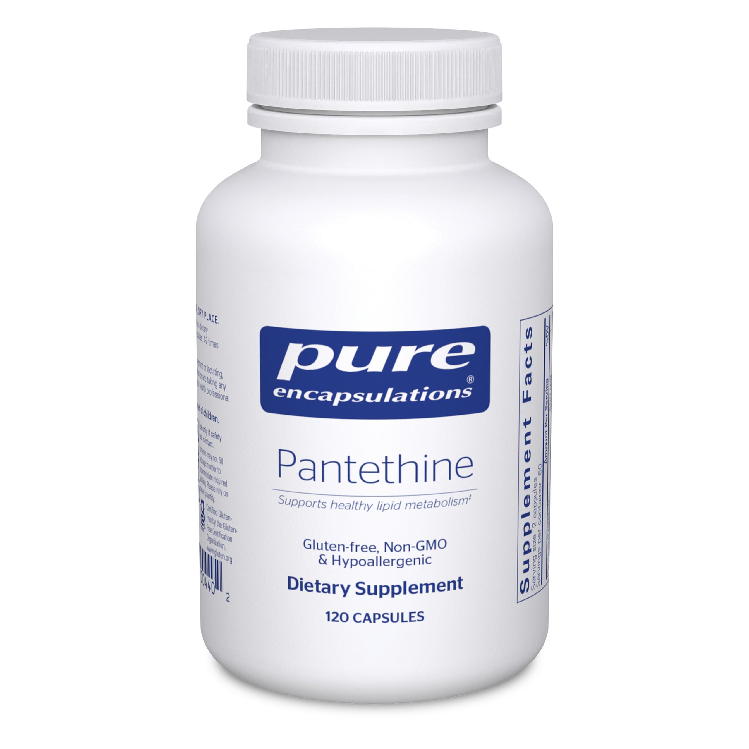 Pure Encapsulations envase frontal claro que muestra el producto y su pureza