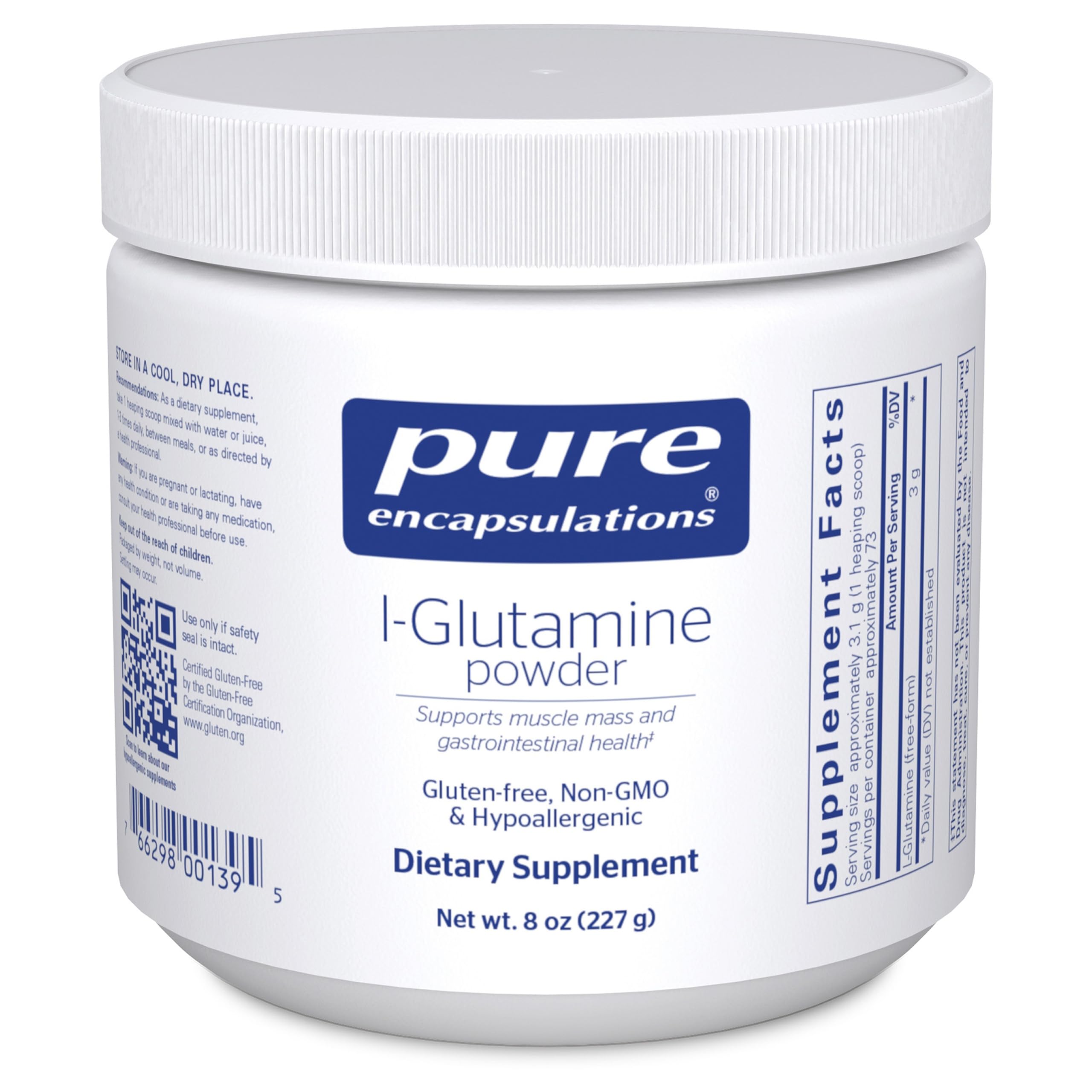 Pure Encapsulations frasco frontal con etiqueta clara y beneficio de pureza
