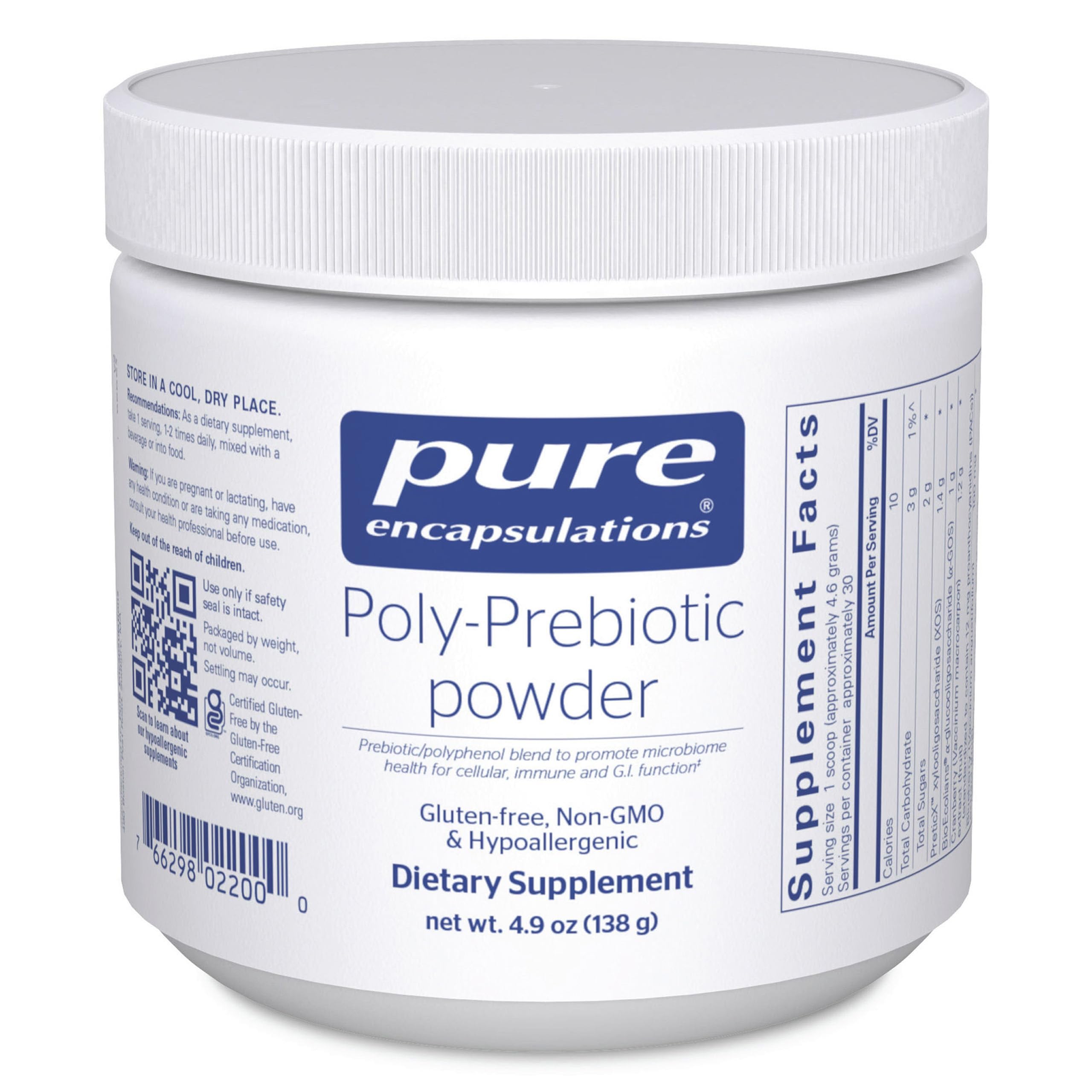 Pure Encapsulations envase frontal mostrando el producto y ventajas de pureza