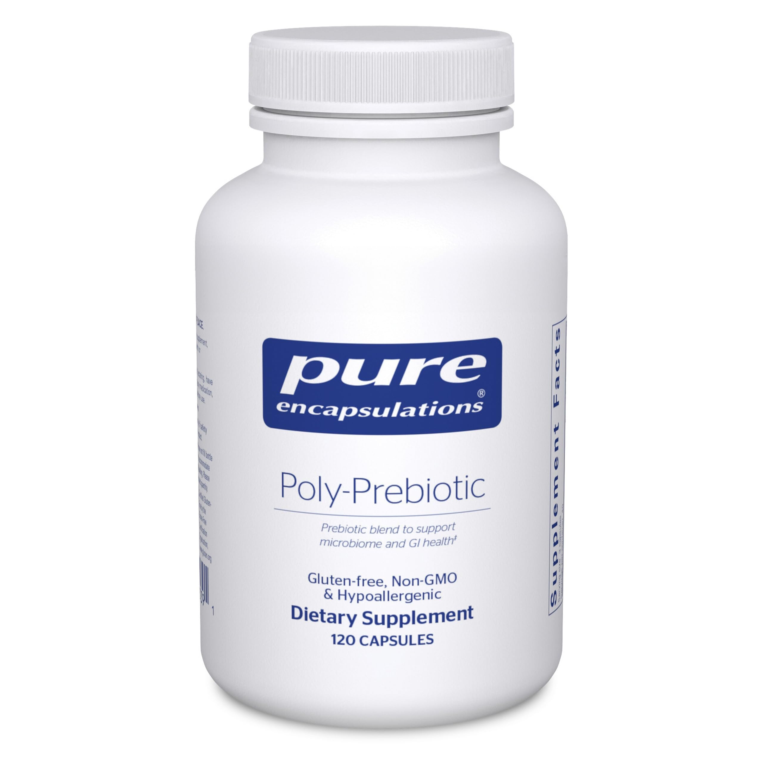Pure Encapsulations frasco Poly-Prebiotic mostrando presentación y confianza