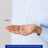 Pure Encapsulations producto en mano para comparar tamaño y escala de las cápsulas