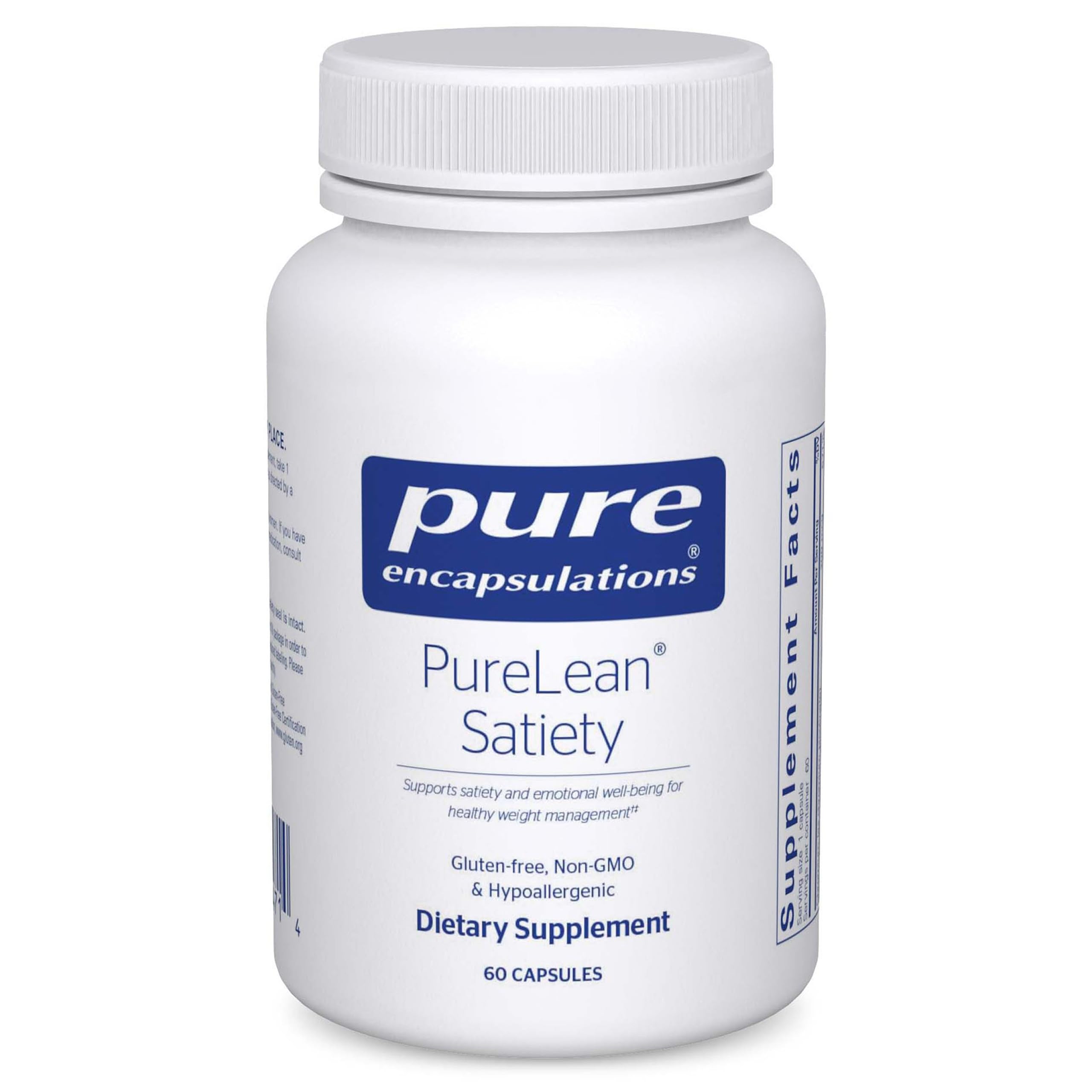Pure Encapsulations frasco frontal muestra producto y beneficio saciedad